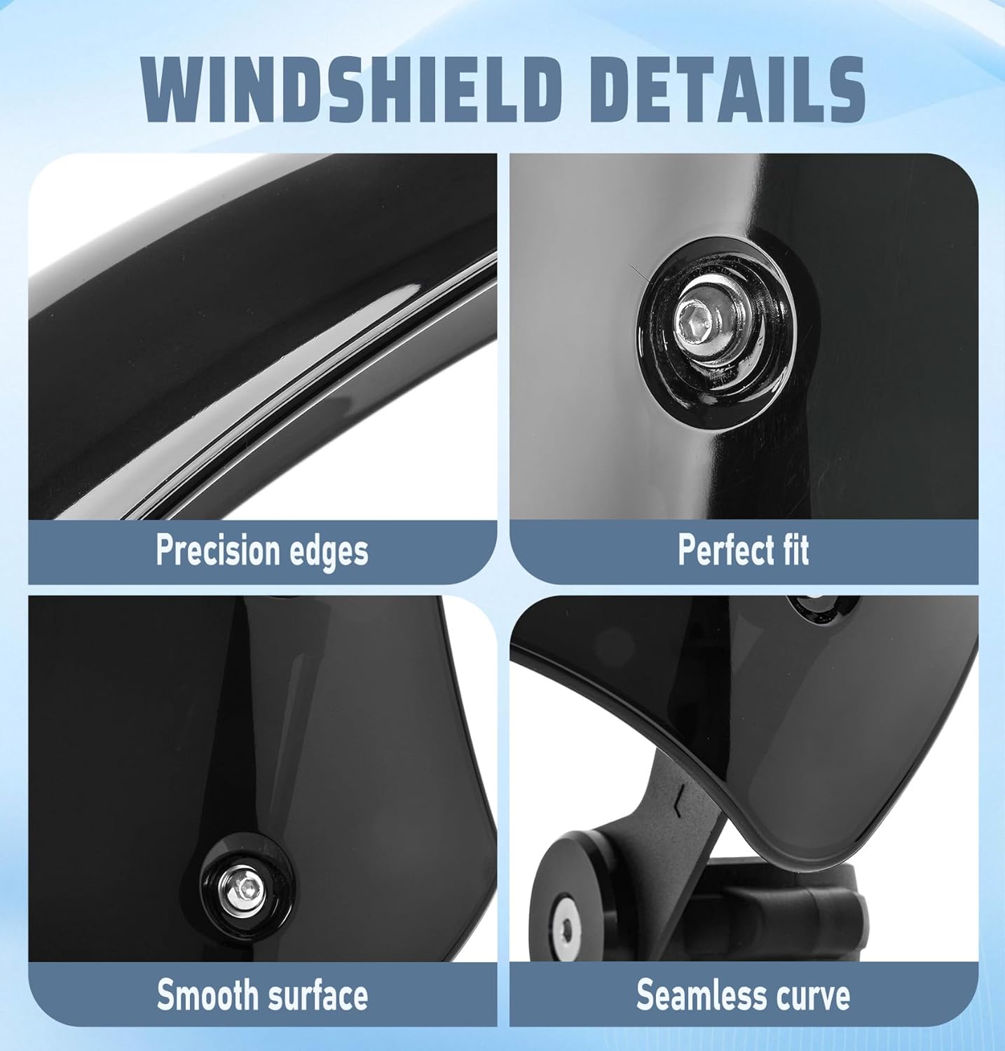 Motorcycle Windshield Deflector with Bracket Double Bubble Windscreen Fit for Dyna Iron 883 Softail Sportster 883 Street Bob Wind Shield Screen Universal, Black