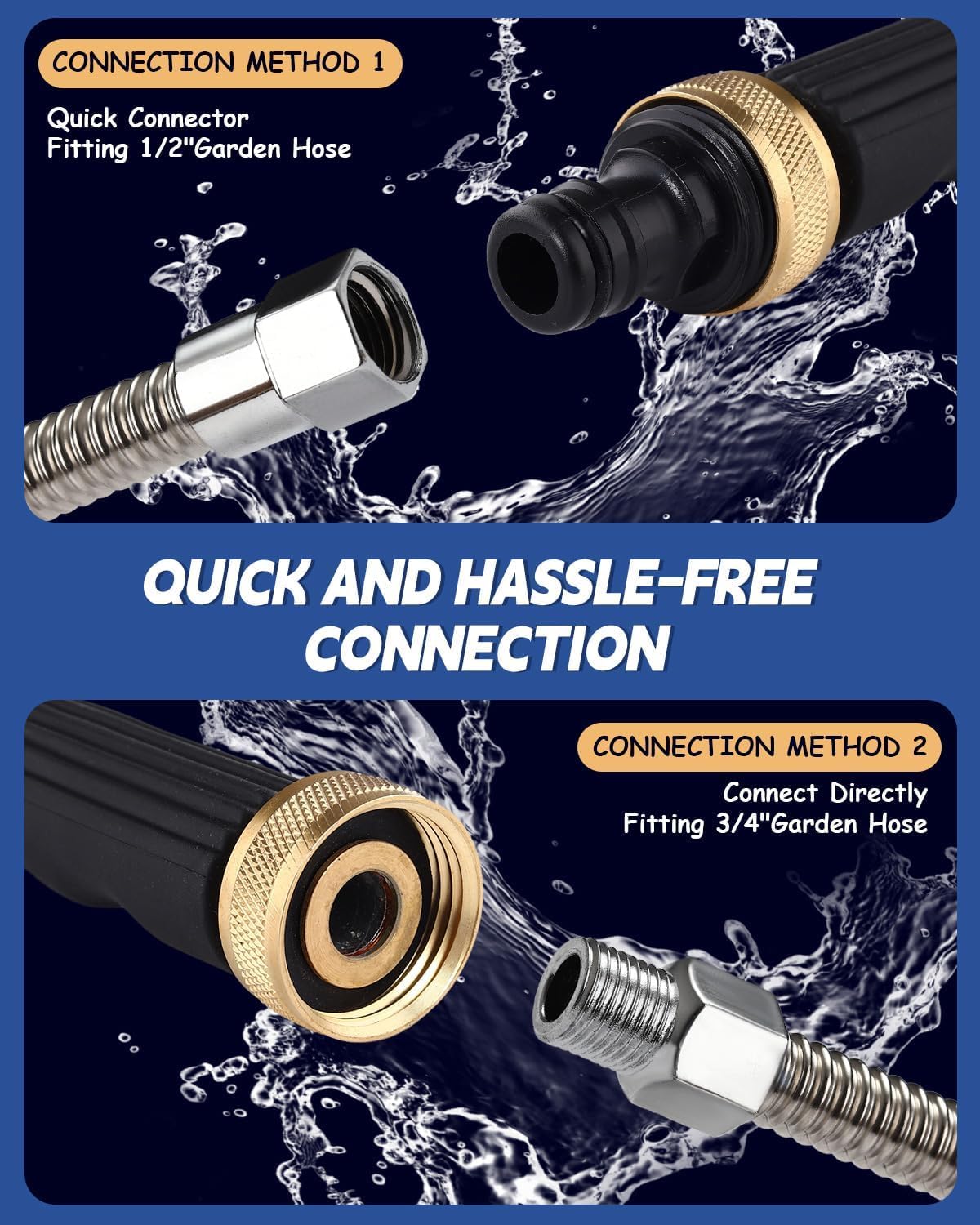 Upagraded Jet Nozzle Power Washer for Garden Hose, Pressure Washer Wand with 3 Different Nozzles and Hose Quick Connectors for Car, Patio,Pet,Window, Black