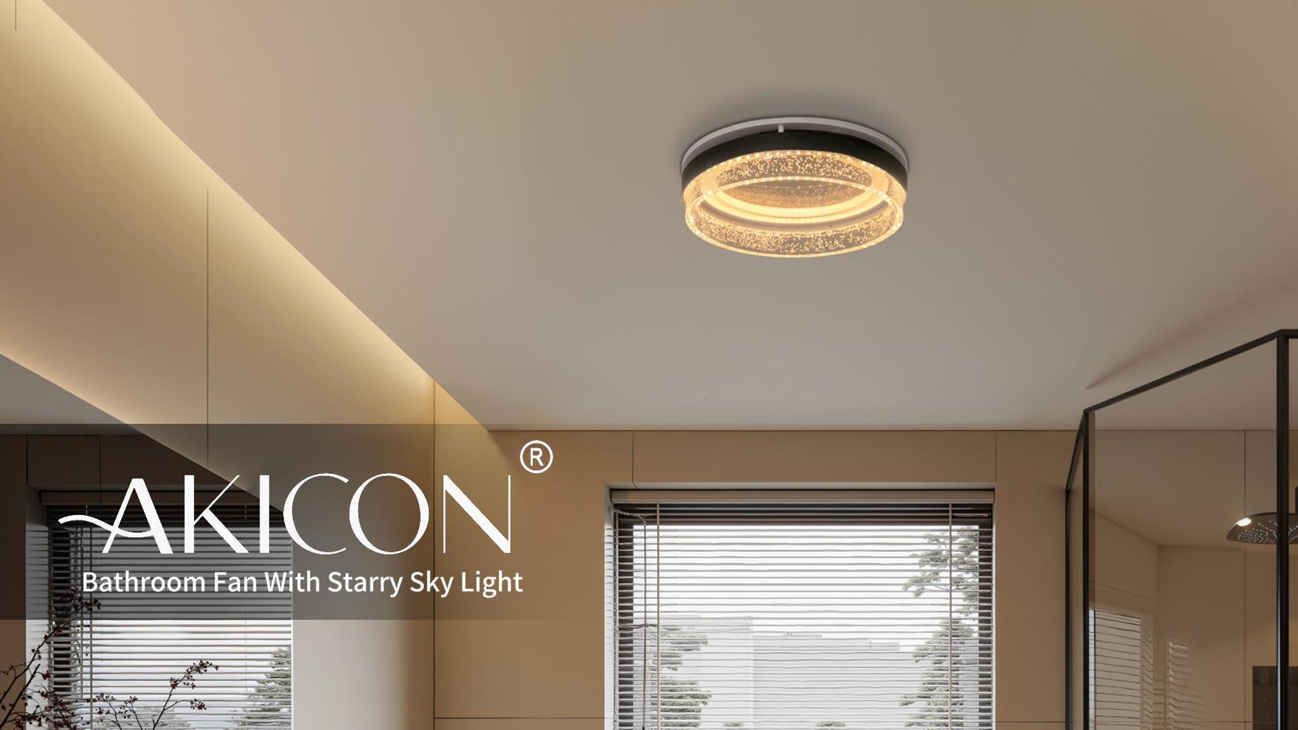 Extracto para baño Akicon con luz LED, ventilación de 110 CFM y nivel de ruido de 1.5 sones, diseño moderno blanco para instalación en techo miniatura 7