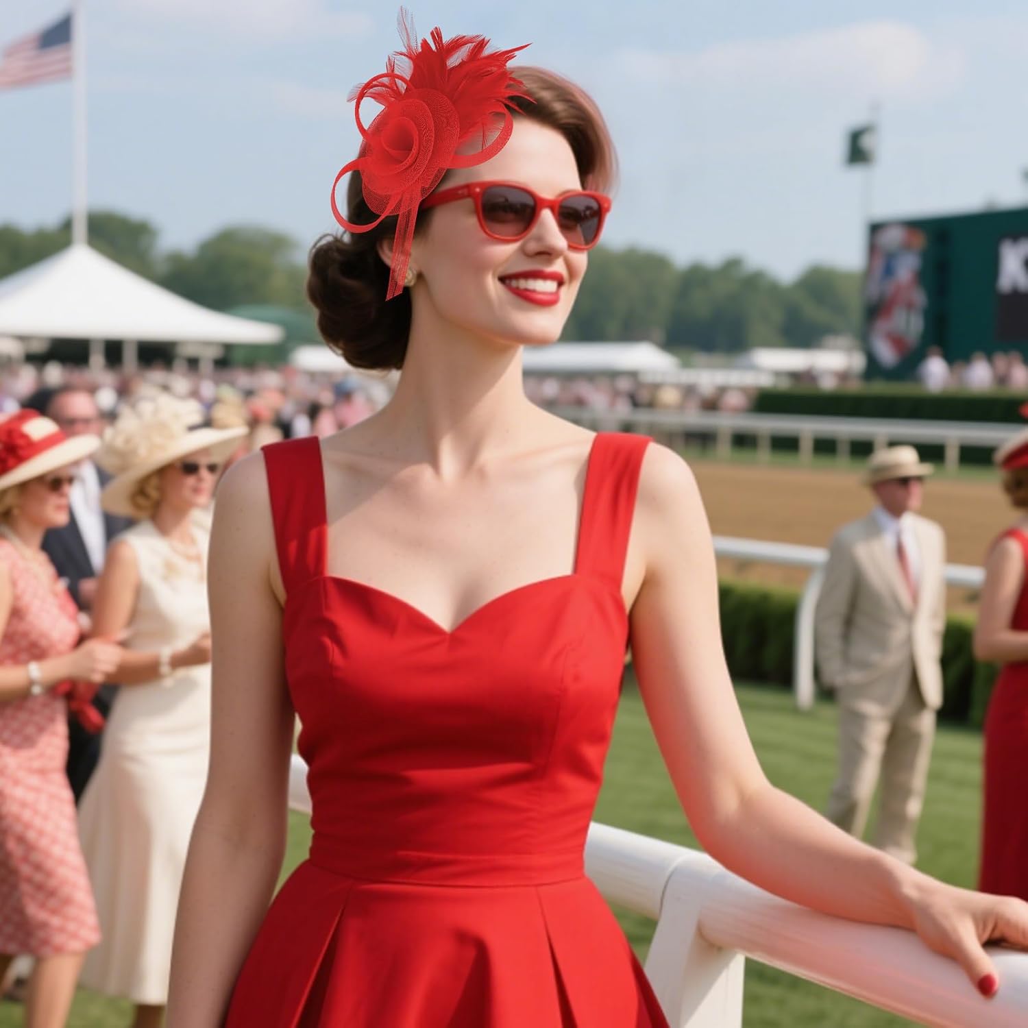 AMCAMI Fascinators Hats with Feather for Women 2026 Derby Hats Small Tea Party Hat with Headband - Image 4