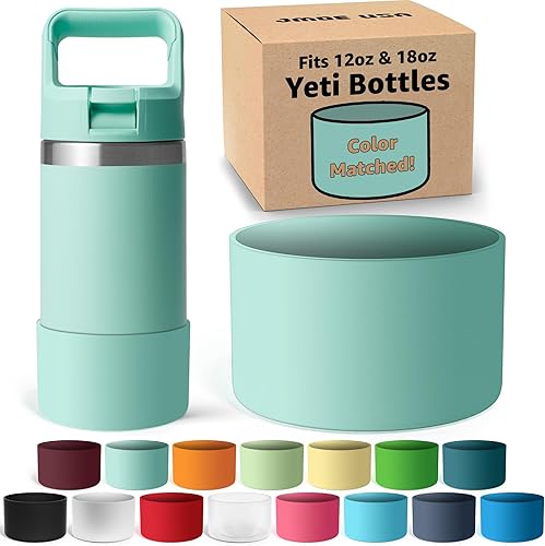 Miniatura 20 de Jmoe USA Bota de silicona para botella Yeti Rambler Jr de 12 y 18 onzas, funda de 0.079 in, funda antideslizante, protector para la parte inferior