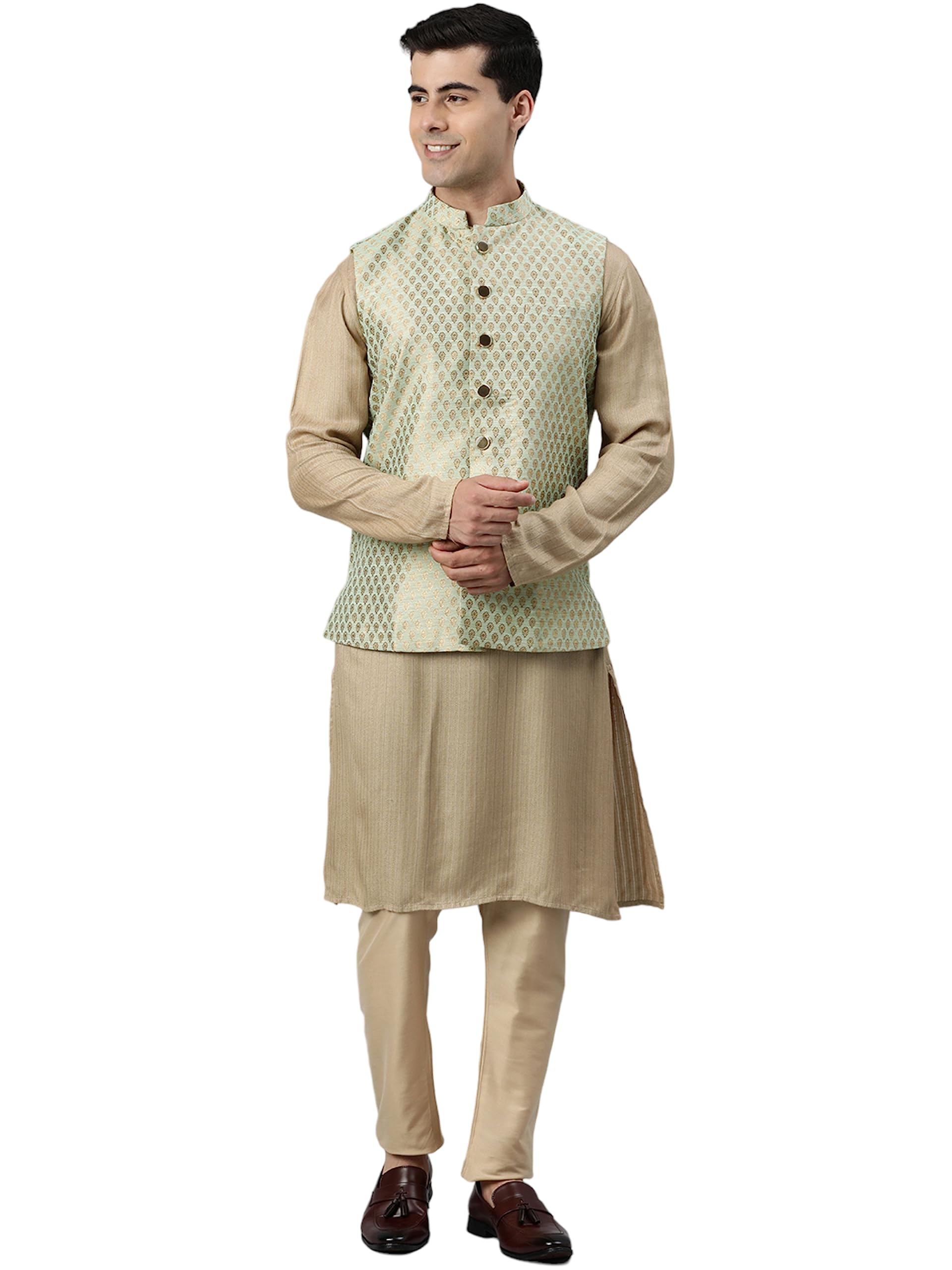 manthan Men's Art Silk Sleeveless Jacket-picture-13