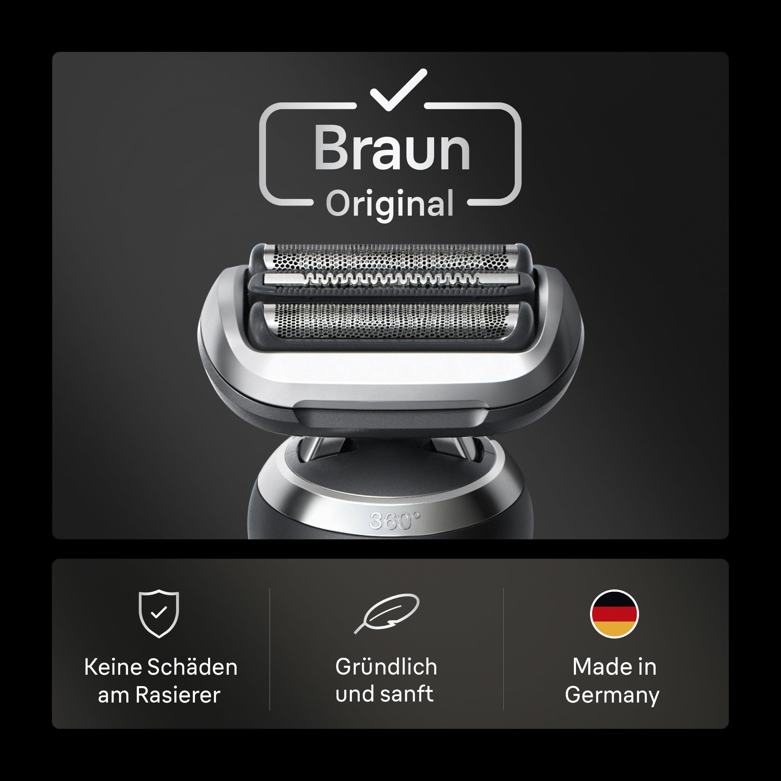 Braun Series 7 Scherkopf 74S Original Ersatzscherteil Rasierer Zubehör Made in Germany Kompatibel S-7 70 71 72 Silber