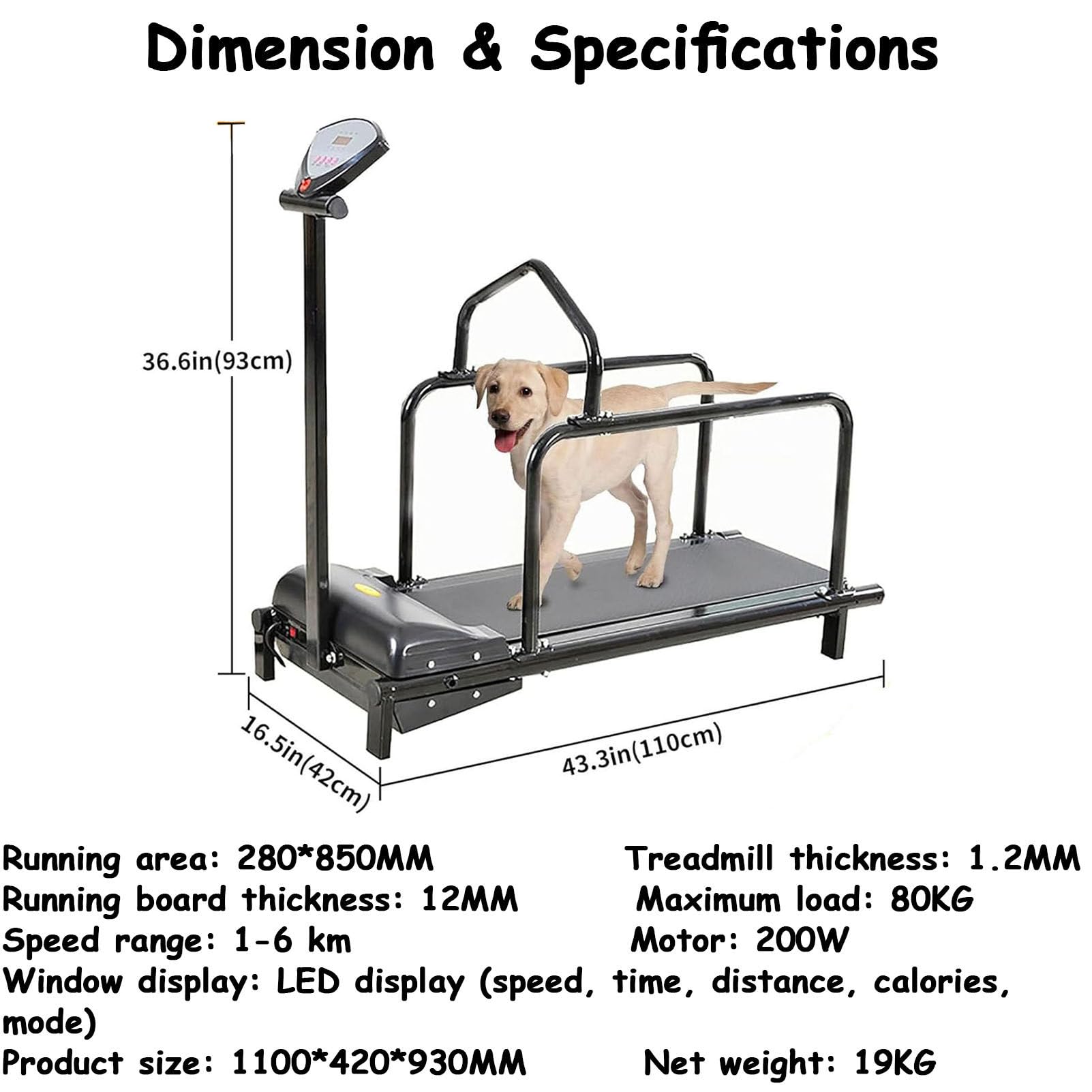 Tapis roulant per cani di piccola taglia – Attrezzo per esercizi per cani con display LCD, attrezzatura per esercizi interni ed esterni, strumento per la perdita di peso