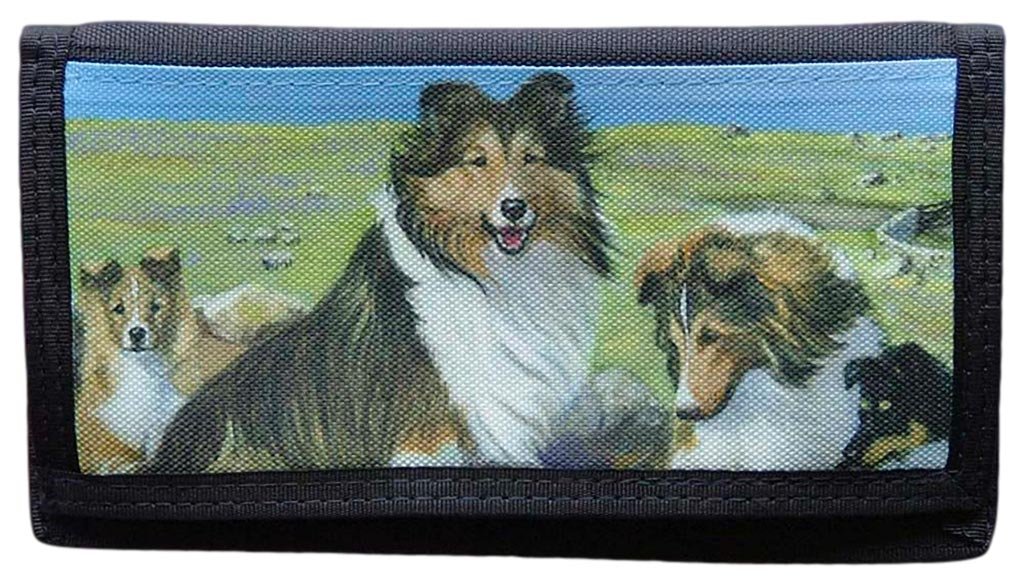 Gone Doggin Shetland Sheepdog Checkbook Cover #3 - Black Polyester Tight Weave