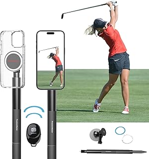 PrecisionMaster Golf Monopod Stick, Record Golf Swing with Magnetic Phone Holder & Bluetooth Control, Adjustable Tripod with Spike, Golf Swing Training, Compatible with Gopro Insta
