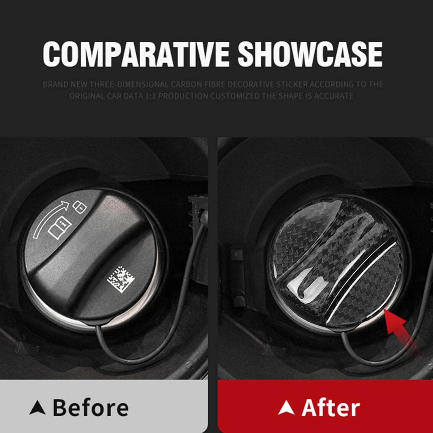 Real Carbon Fiber Car Fuel Gas Tank Filler Cap Cover Trim Universal fit for BMW MINI models X1 X2 X3 X4 X5 F10 F30 E46 E90 F80 F82 (Black)