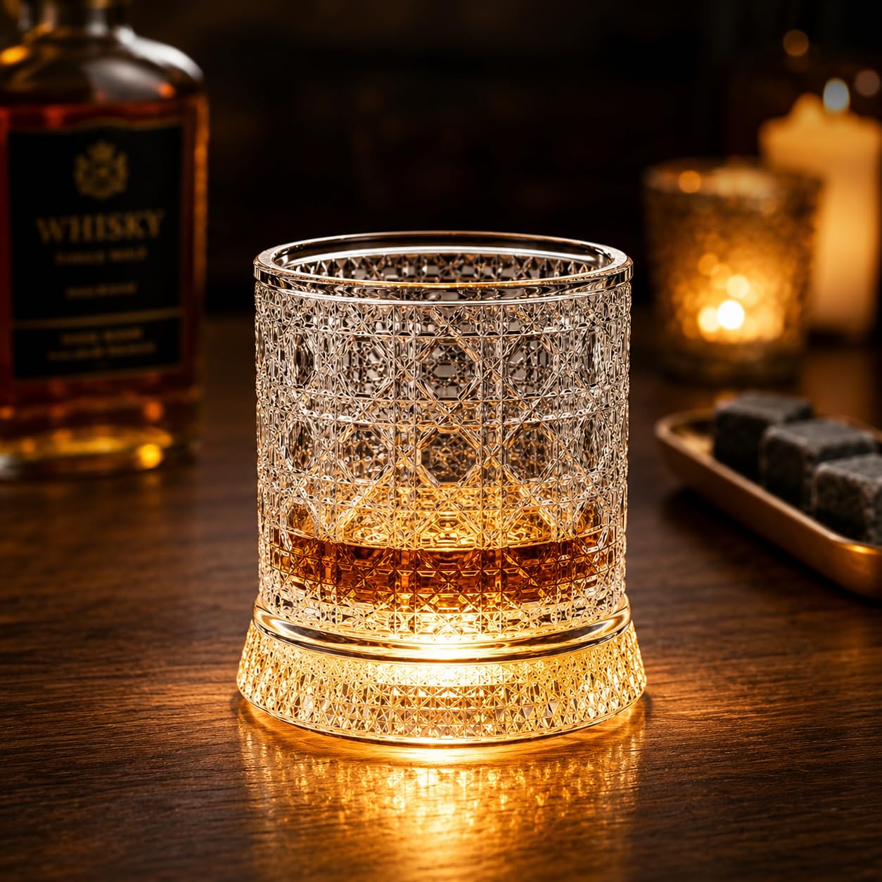 LED Revolving Whiskey Glasses - Rotating Crystal Tumblers -17