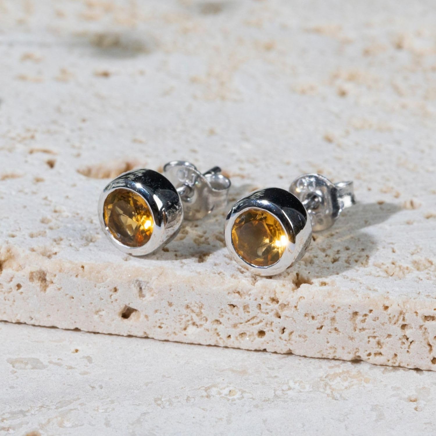 Edelstein Ohrstecker 925 Sterling Silber rund Ø 7mm grün blau orange SO-492