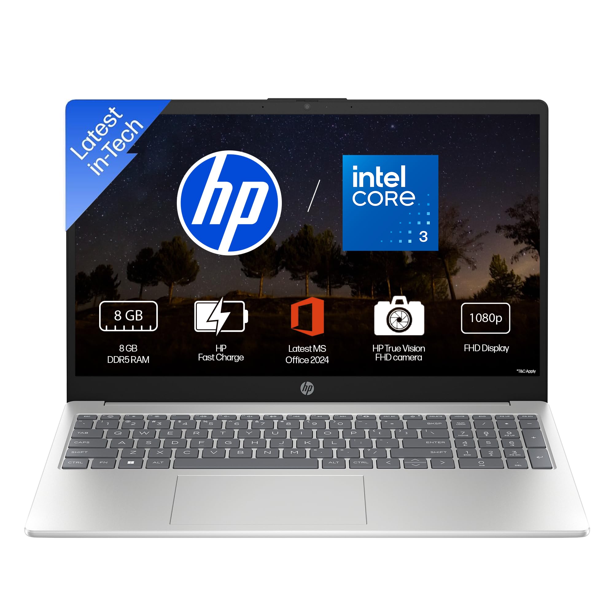 HP 15, (i3 14th Gen) Intel Core 3 100U (8GB DDR5, 512GB SSD), Micro-Edge, Anti-Glare, 15.6''/39.6cm, Win11, M365* Office24, Silver, 1.59kg, fd1225tu, FHD Camera, Dual Speakers Laptop-image-45