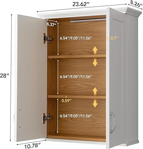 Miniatura 2 de Gabinete de medicina - Soporte de pared para gabinete de baño con iluminación de bricolaje superior único y diseño de doble tono, armarios de