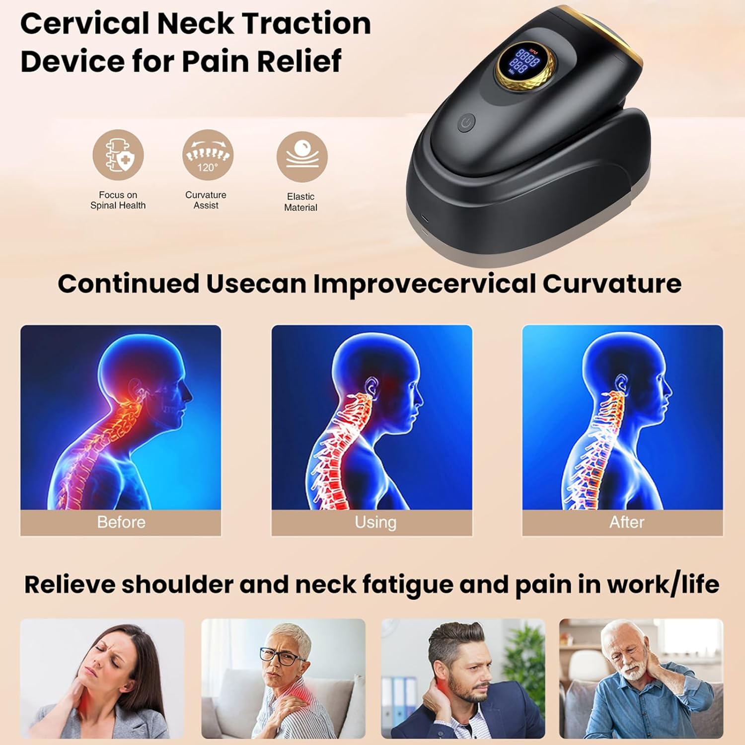 Professional Haircut Massager/Cordless Handheld Massager, Vibration Neck/Legs/Hands/face Massager, 2 Massage nodes 4000AMH (Black) - Image 2