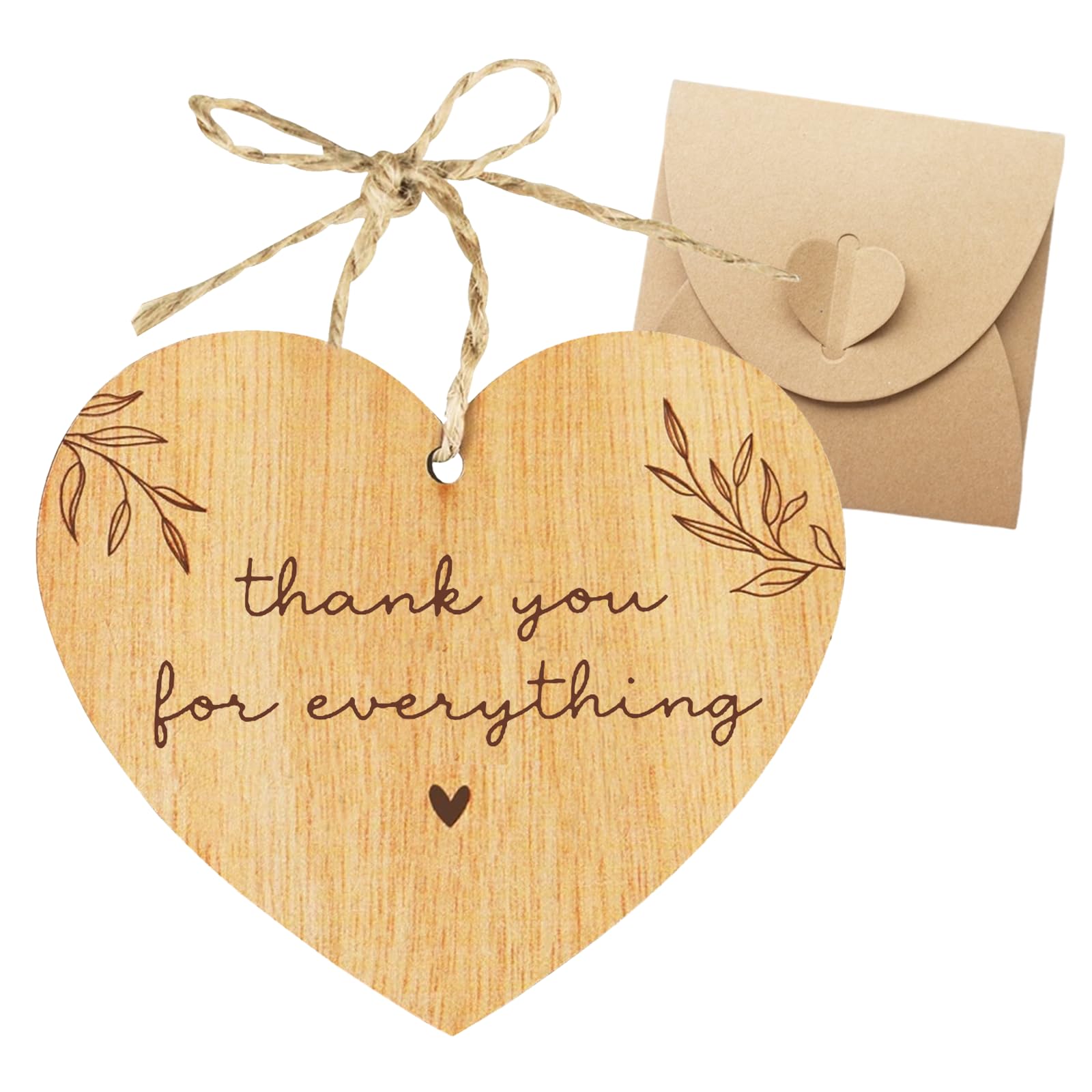 Best Friend's Gifts - Wooden Heart Shaped Plaque with Kraft Paper Box, Friendship Gifts for Women, Bestie Gifts, Thank You for Everything, Special Friend Gifts