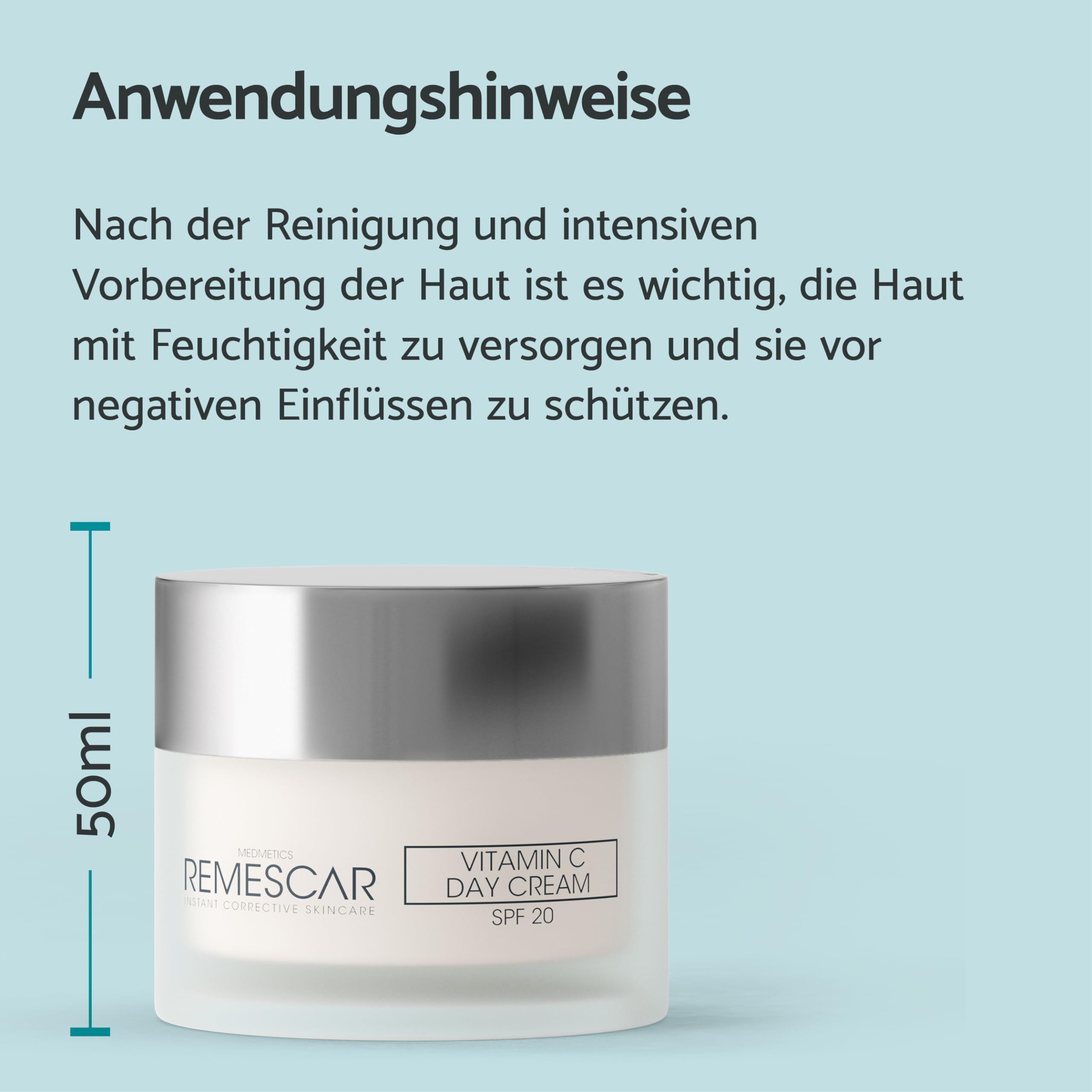 Remescar Tagescreme mit Vitamin C SPF 20 50ml – Feuchtigkeitsspendende Anti-Falten Gesichtscreme für Damen & Herren – Schützt vor UV-Strahlen, nährt & belebt die Haut