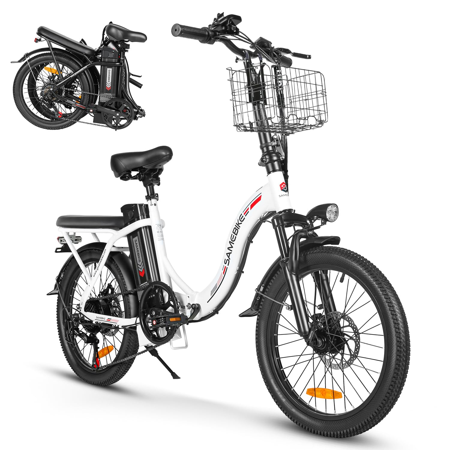 SAMEBIKE 250W 50NM Bicicleta Eléctrica Adultos, 20'’ E-Bike con pedaleo asistido Batería 36V 13AH Bici Eléctricas de Montaña con Marco Frontal y Soporte para teléfono Alcance máximo 60-110KM