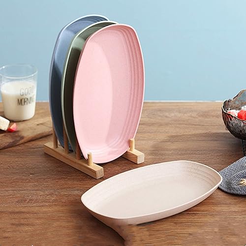 Miniatura 7 de Yopay Paquete de 8 platos de paja de trigo, platos de almuerzo de 11 pulgadas, aptos para microondas, platos ligeros para camping, RV y microondas,