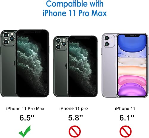 Miniatura 2 de JETech Protector de pantalla de privacidad para iPhone 11 Pro Max de 6.5 pulgadas con protector de lente de cámara, película de vidrio templado