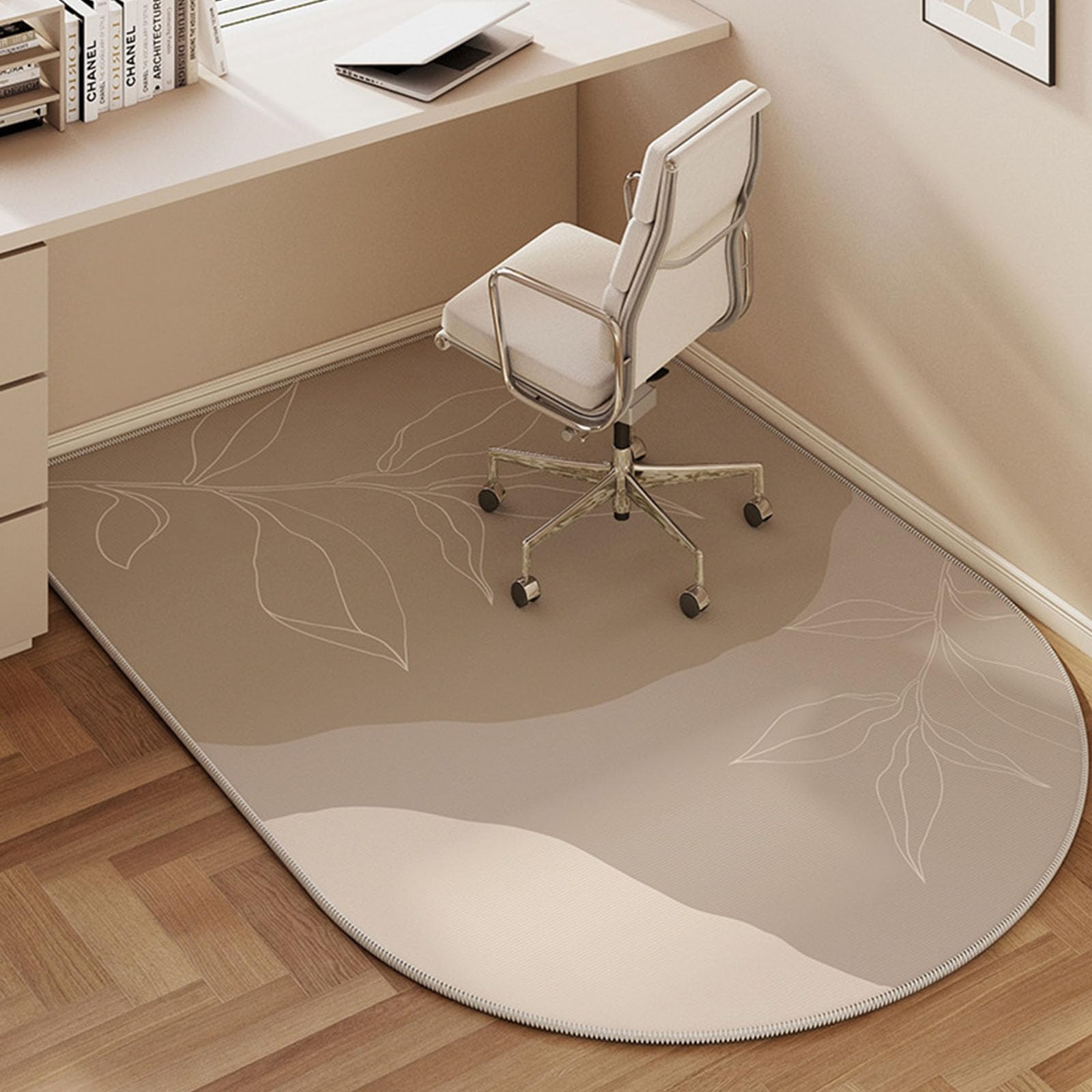 Odot Cream Style Office Chair Mat for Carpeted and Hardwood Floor Protector, Non-Slip Computer Gaming Rolling Chair Desk Mat Multi-Purpose Protection Carpet for Study, Office (Tree,100x120cm)