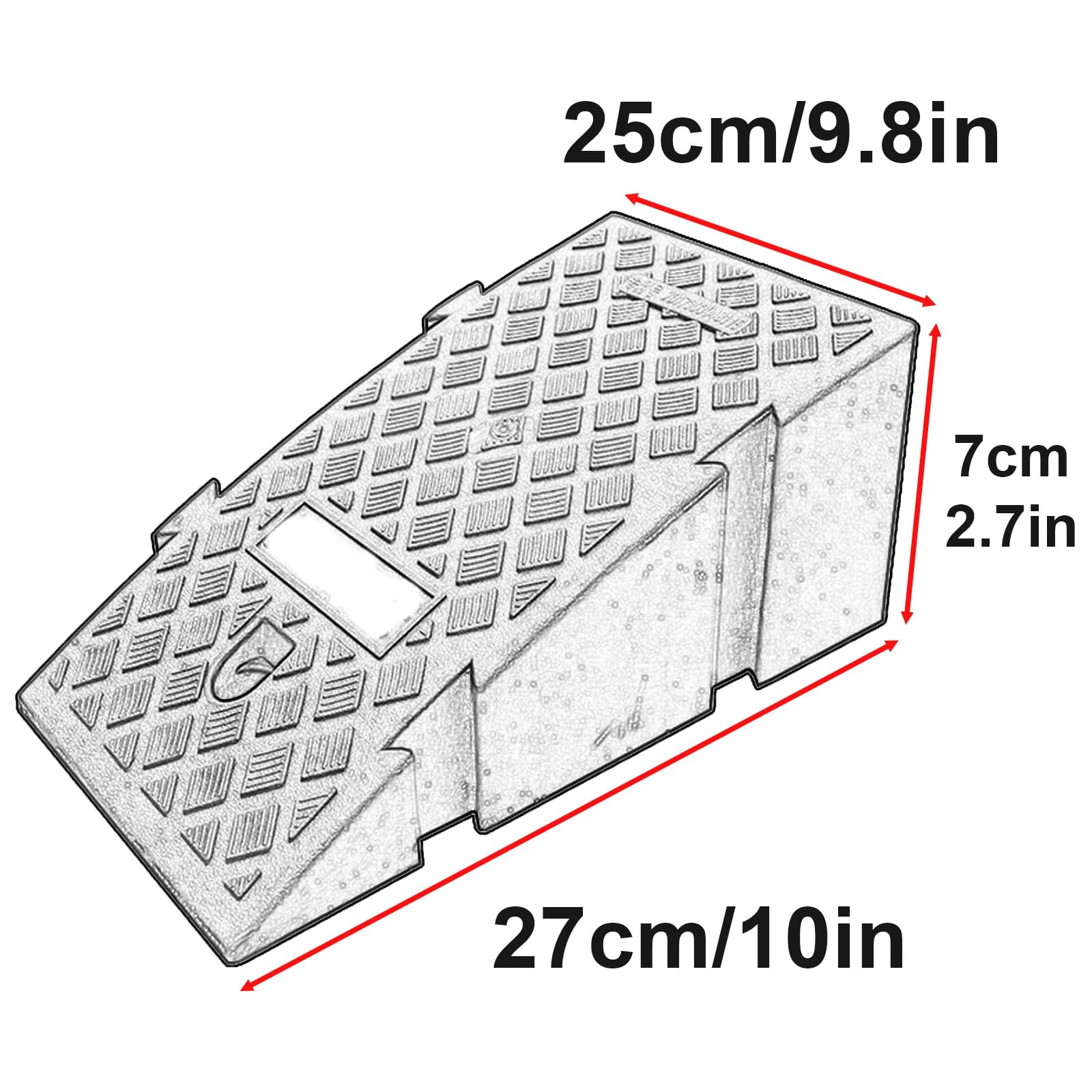 Wytrzymałe Rampy Podjazdowe z Tworzywa PVC z Powierzchnią Antypoślizgową i Otworami Drenażowymi, Rampa Podjazdowa Zapewniająca(Purple,25x27x7cm/9.8x10x2.7in)