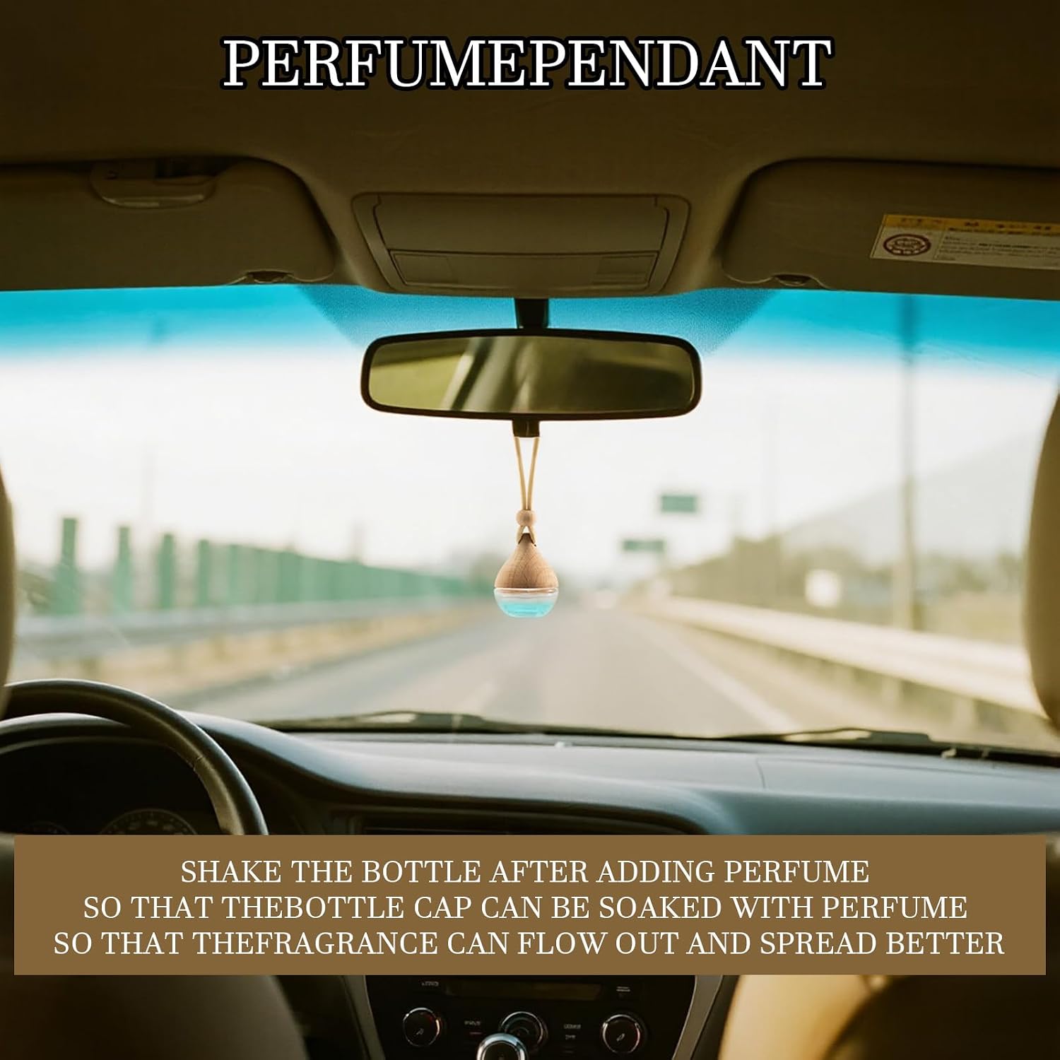 Refillable Car Air Freshener Hanging Diffuser, Empty Glass Bottle with Reed Sticks for Essential Oils, Car Scent Diffuser and Aromatherapy Pendant Decor for Women and Men, 2 Pack