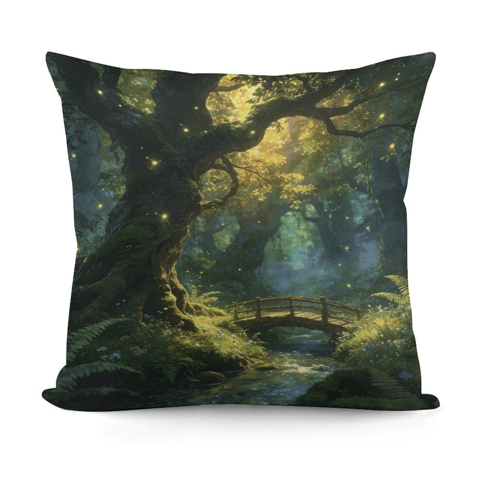 LZQPOEAS Enchanted Forest Throw Pillow Cover 18 X 18 in Cozy Couch Pillow Covers Farmhouse Throw Pillow Case Modern Square Pillowcase Home Decor Cushion Cover for Bedroom Living Room