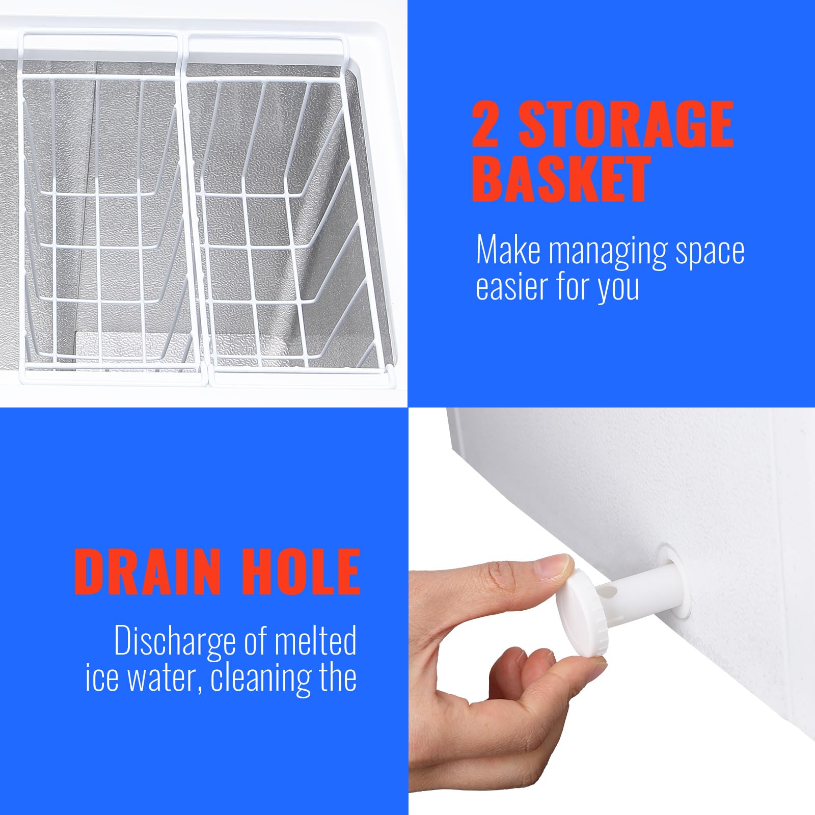 Demuller Mini Deep Freezer Top Open Door Compact Freezer Chest Freezer With Removable Storage Basket For Home Apartment Garage White on Fridge.com - View 6