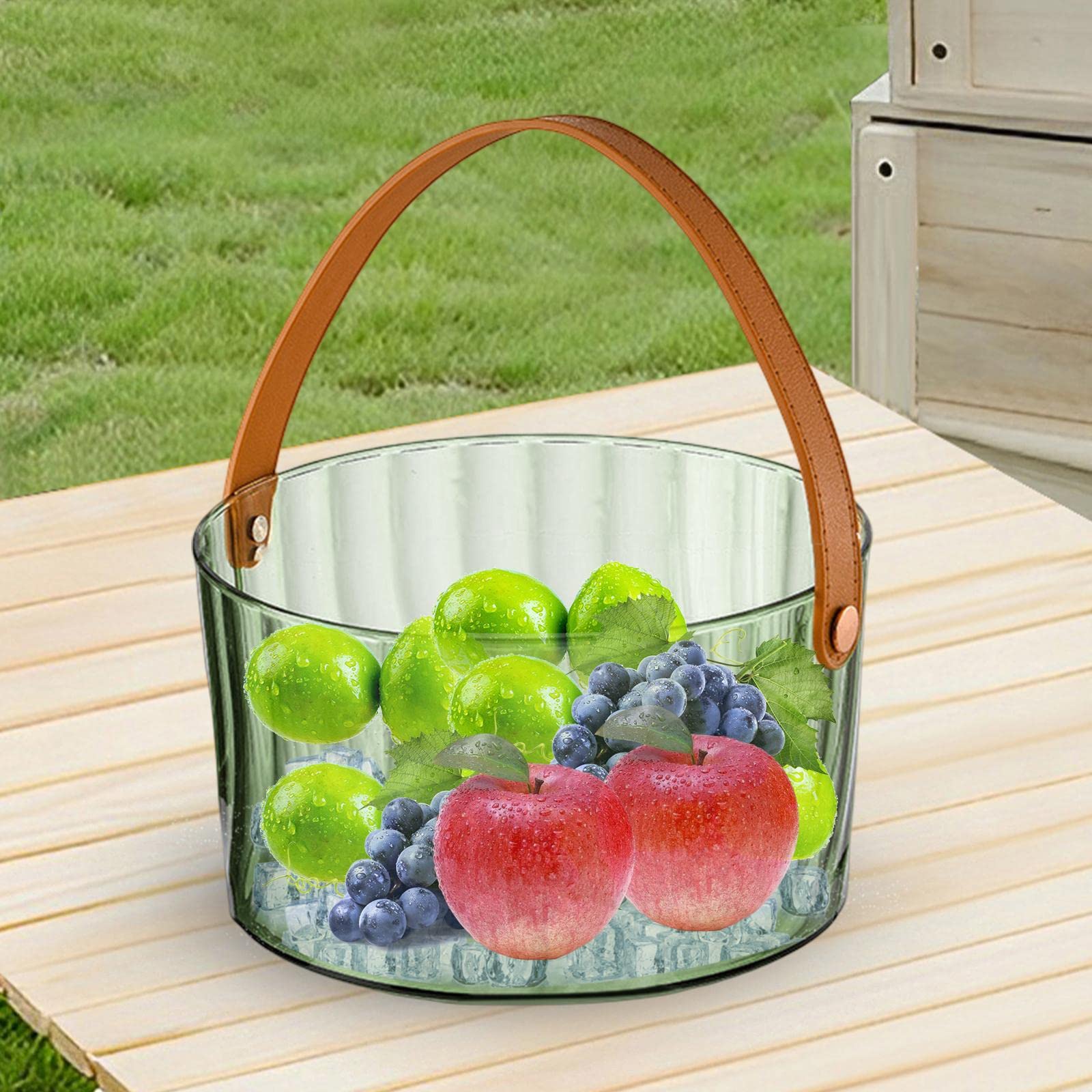 Ice Bucket, Beverage Chilling Tub, Multipurpose Easy to Carry, Chiller Fruit Ice Container, Beverage cooling Bucket for Champagne Bottles Hotel, Green
