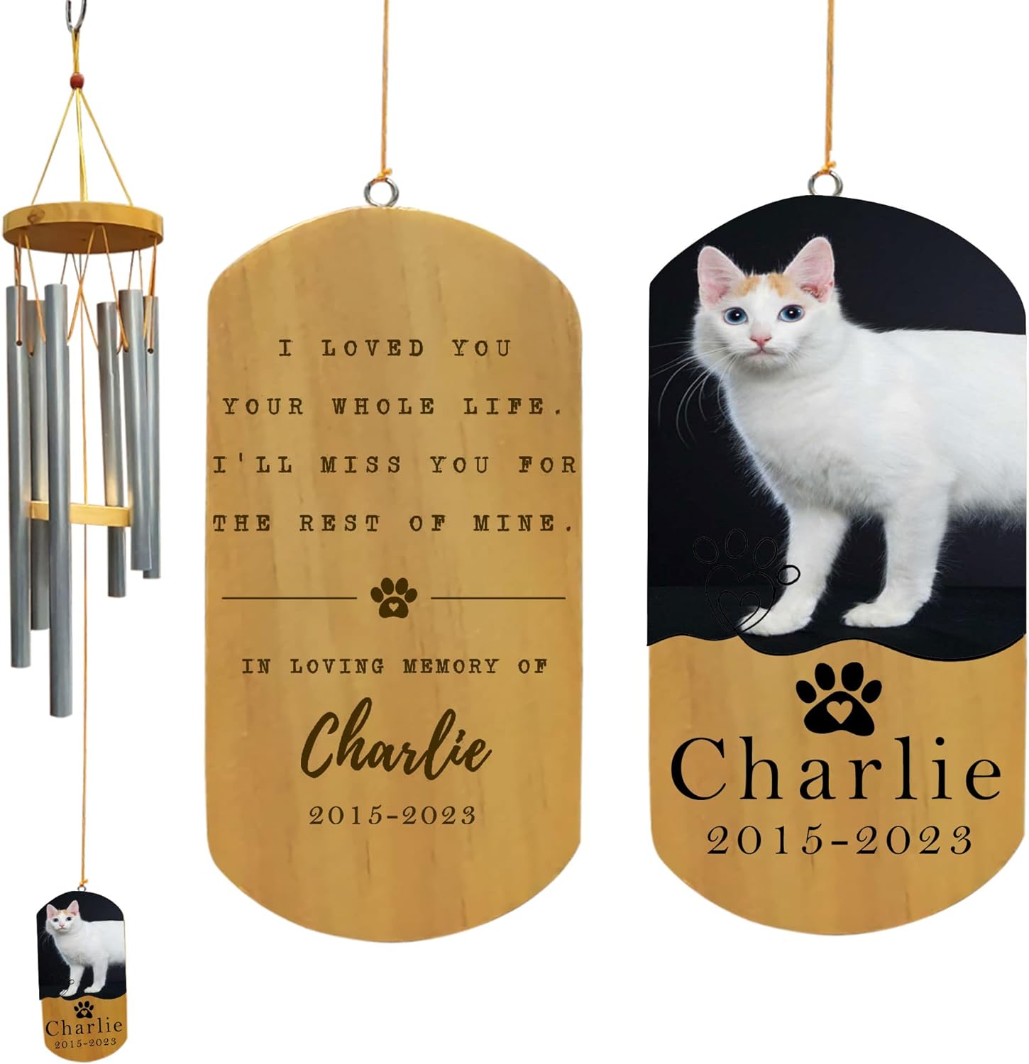 Personalized Pet Photo Memorial Wind Chime, Japanese