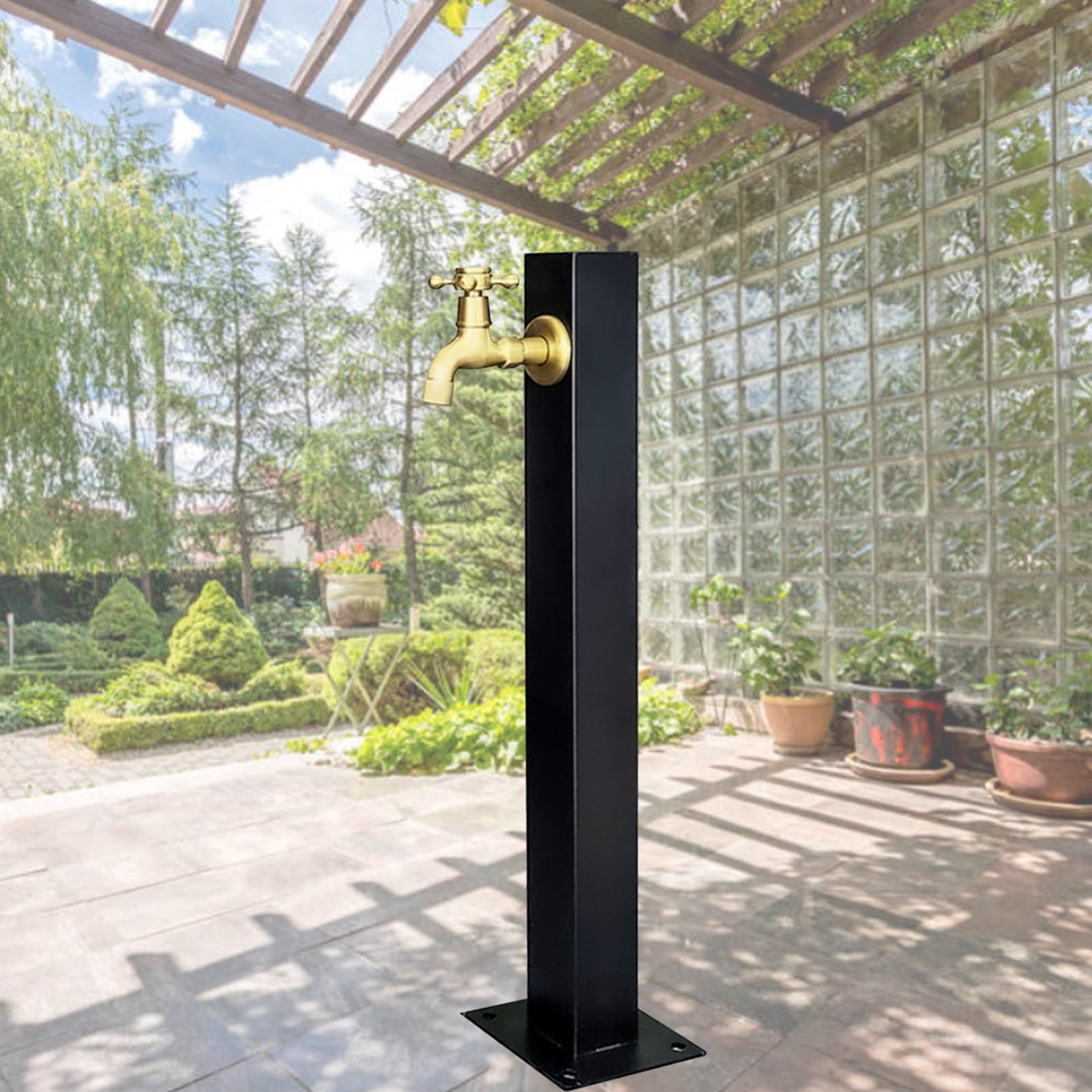 Stainless Steel Column Faucet, Freestanding Outdoor Hydration Source Pillar Water Tap, Antifreeze Frost Free Outside Courtyard Water Faucet for Garden Farm Pasture Backyard Irrigation Washing(Height: