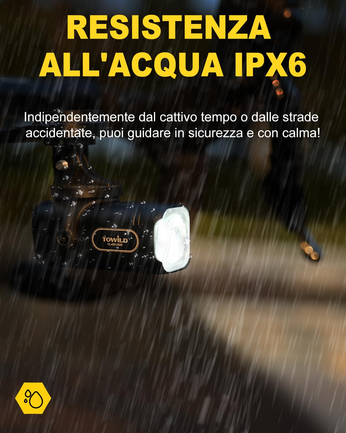 towild CL450 Luci Bici,95g Luce Anteriore Bicicletta da Strada di Dimensioni Compatte,Faro Bici 450 Lumen con 5 modalità di Illuminazione,Carica USB-C Luce Ciclismo IPX6 Fino a 7 Ore di Autonomia
