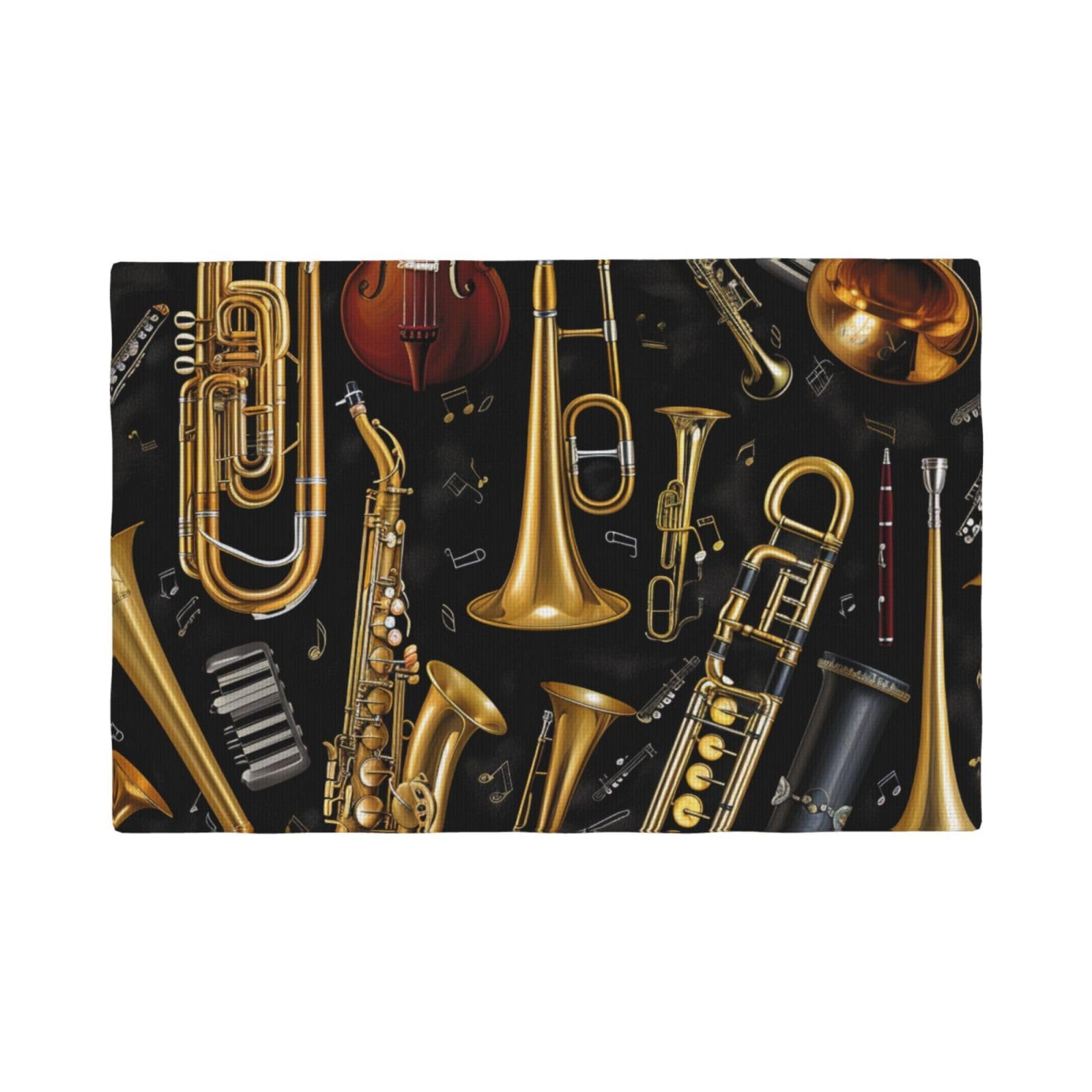 Musical Instruments Print Placemats Set, Heat Resistant Washable Placemat 12x18in Table Mats for Party Kitchen Dining Table Decoration Indoor Outdoor, Six Piece