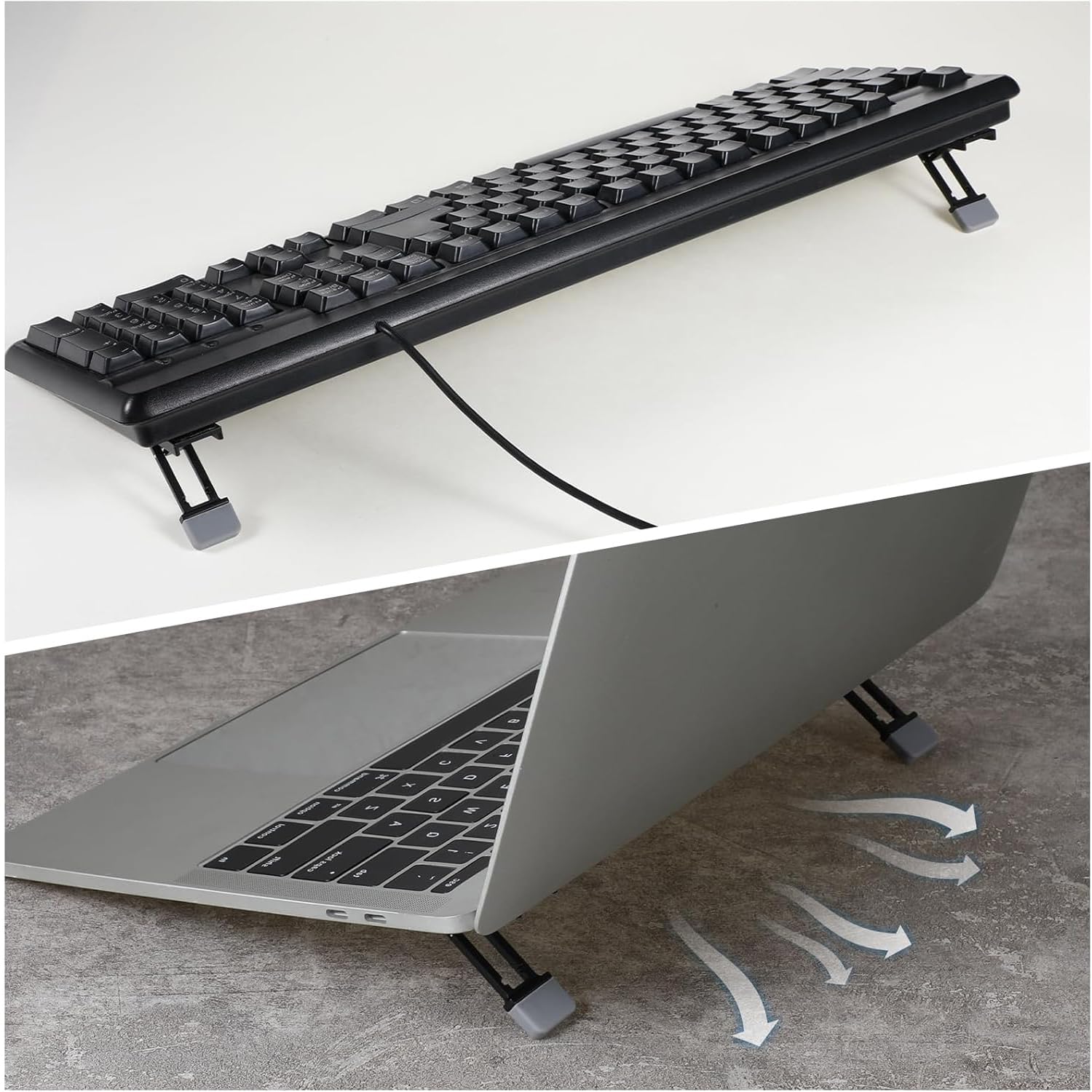 2 pezzi di supporto portatile per tastiera, supporto pieghevole in lega di zinco regolabile su 3 livelli per tastiera di computer Mini supporto da scrivania per laptop per una digitazione erg