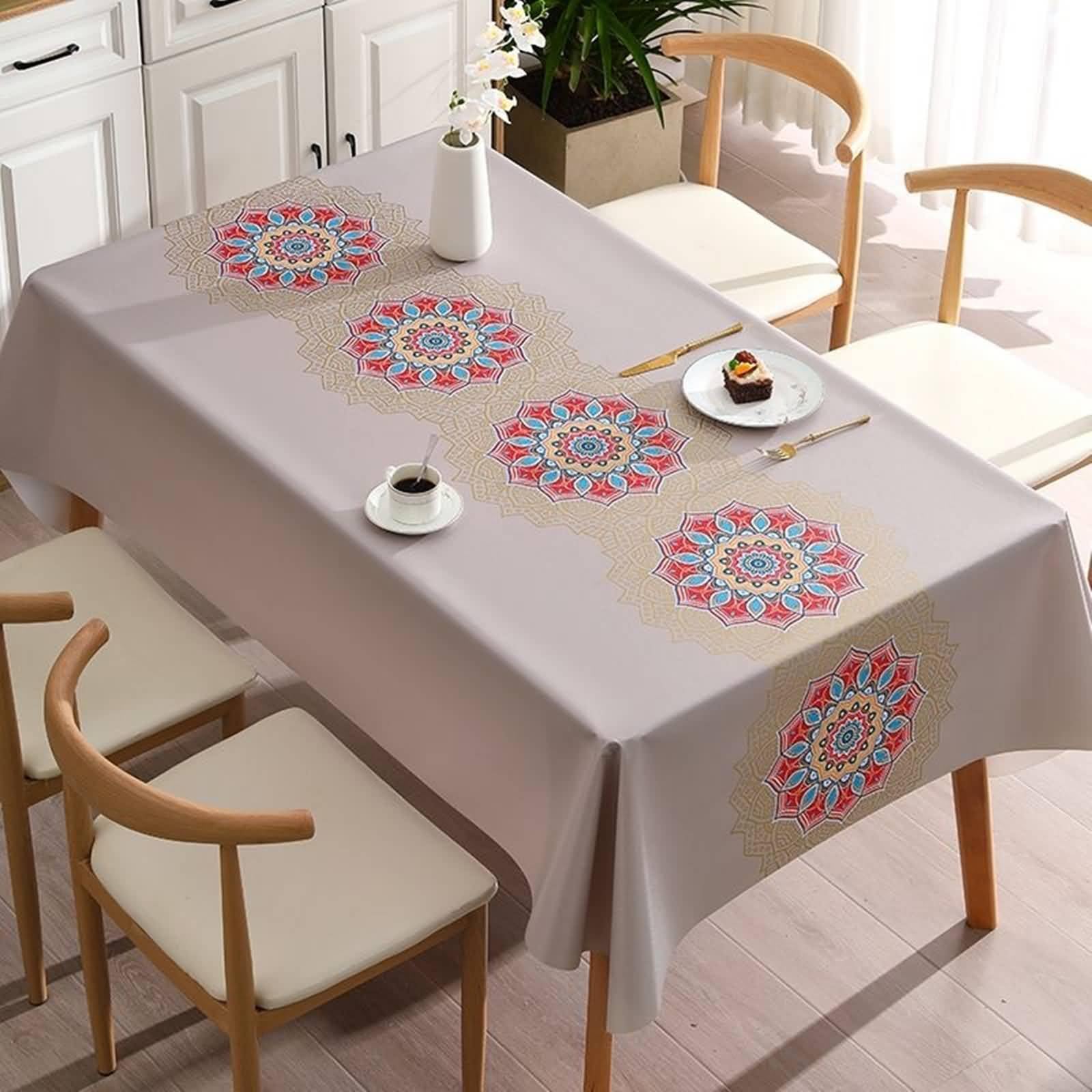 Nappe Toile Cirée Impermeable 140x220 PVC Rectangulaire Table Salle Manger