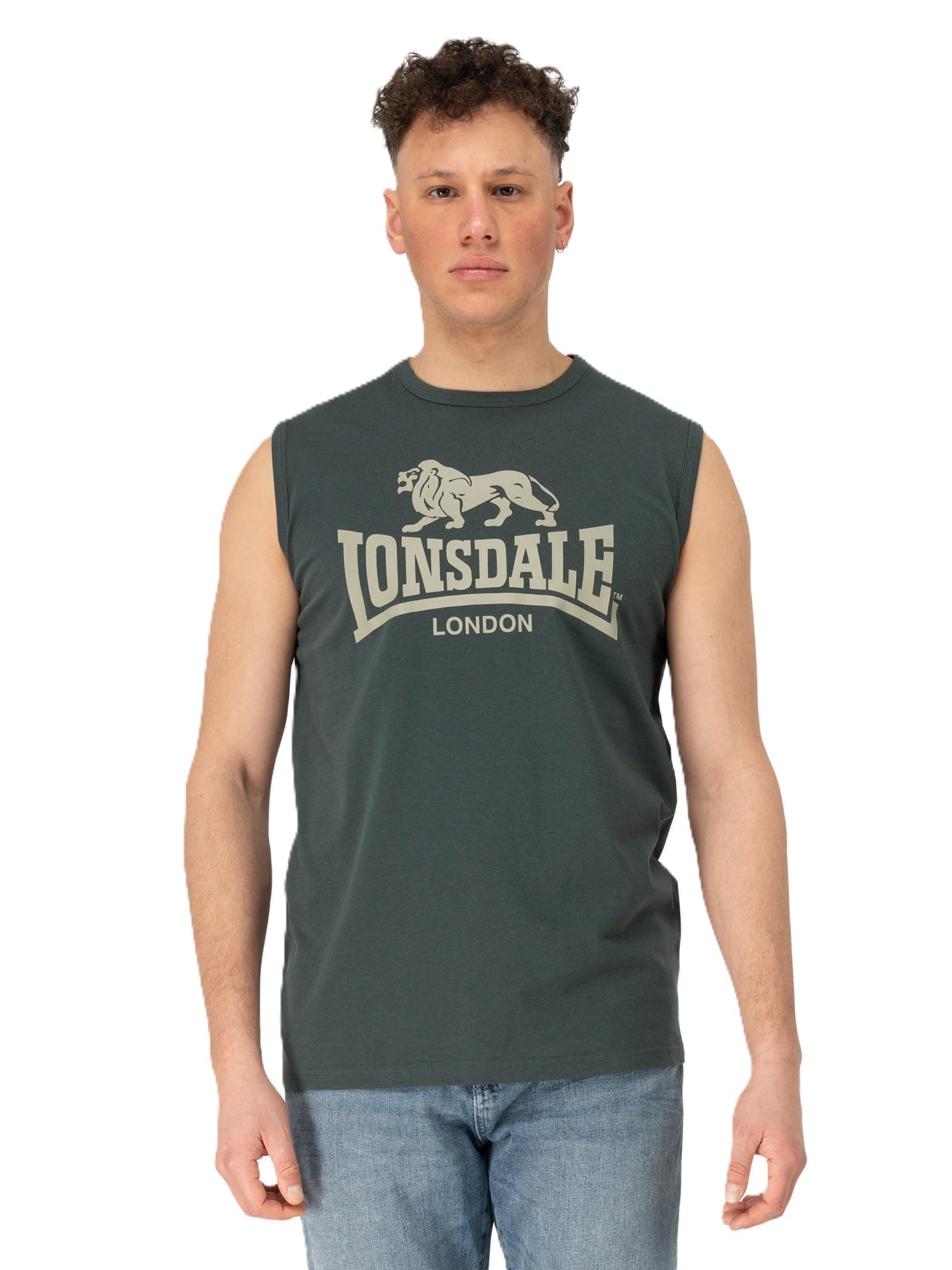 Lonsdale Men's Sleeveless T-Shirt Regular Fit Clopton Green/Green 3XL