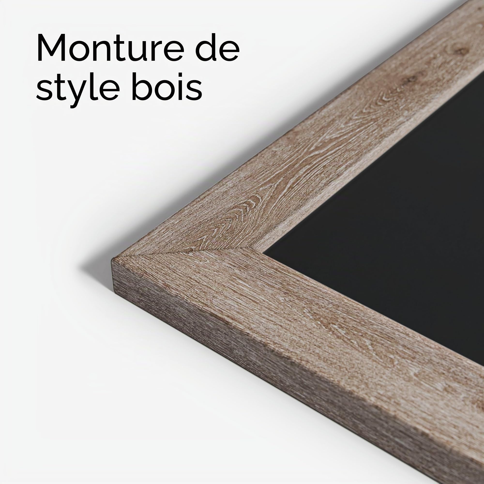 U Brands Tableau noir craie, Tableau magnétique mural 91 x 61 cm, Surface mate aimantée, Cadre bois rustique, Pour bureau maison école, Idéal pour organisation et créativité