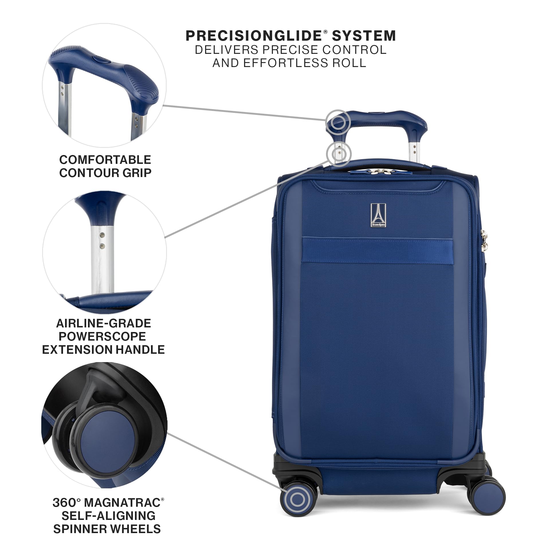 Travelpro Versack + lekki bagaż podręczny Softside, możliwość rozszerzenia, 8 spinerów, zamek TSA, dla mężczyzn i kobiet, bagaż podręczny, 53,3 cm, niebieski (niebieski (Estate Blue), worek z