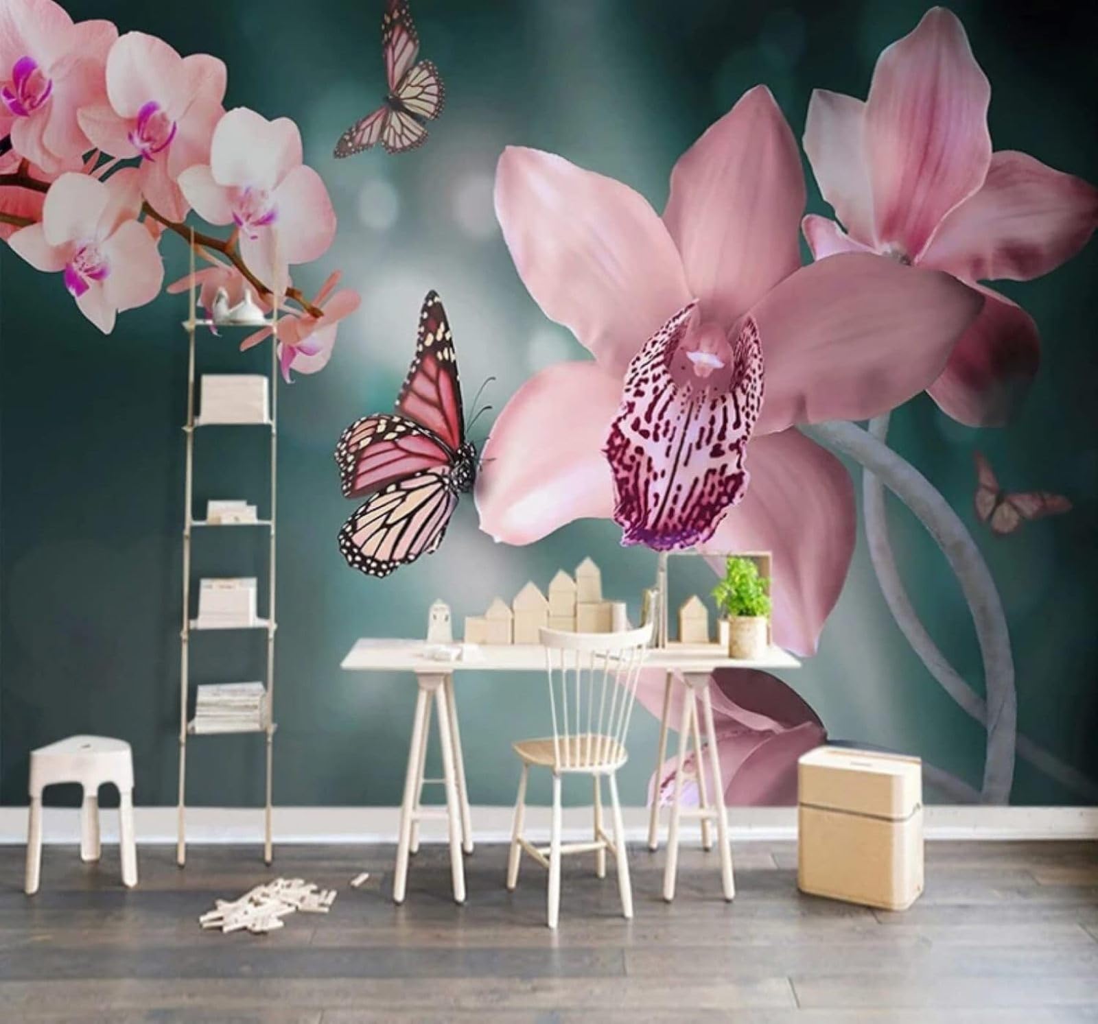 XLMING Romantic Ethereal Three Dimensional Butterflies Flowers 3D Wallpaper Luxury Home Dining Decor Paste Sofa Living Room The Wall for Bedroom Mural-430cm×300cm