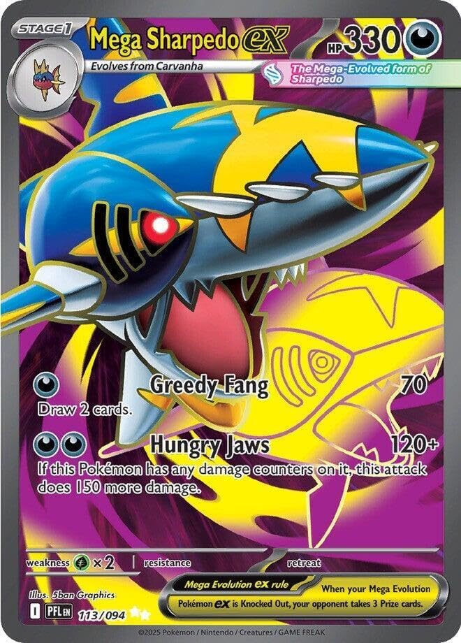 Pokemon - Mega Sharpedo ex - 113/094 - ME02: Phantasmal Flames (PFL) - Ultra Rare - Full Art - Single Card
