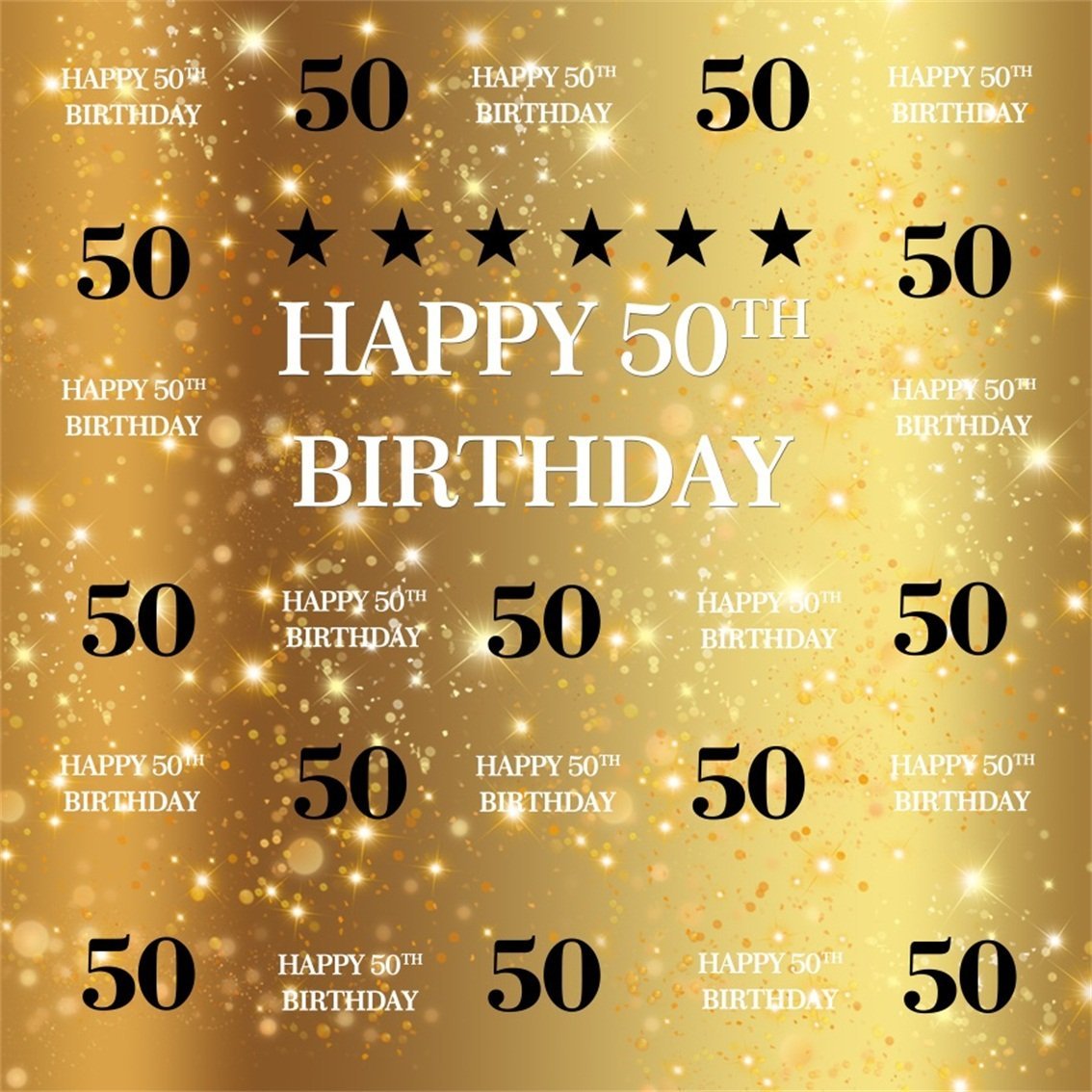 CSFOTO8x8ft Background for Happy 50th Birthday Party Shiny Gold Photography Backdrop Royal Noble Gold Birthday Bash Ornament Family 50 Years Old Celebration Adult Photo Studio Props Vinyl Wallpaper