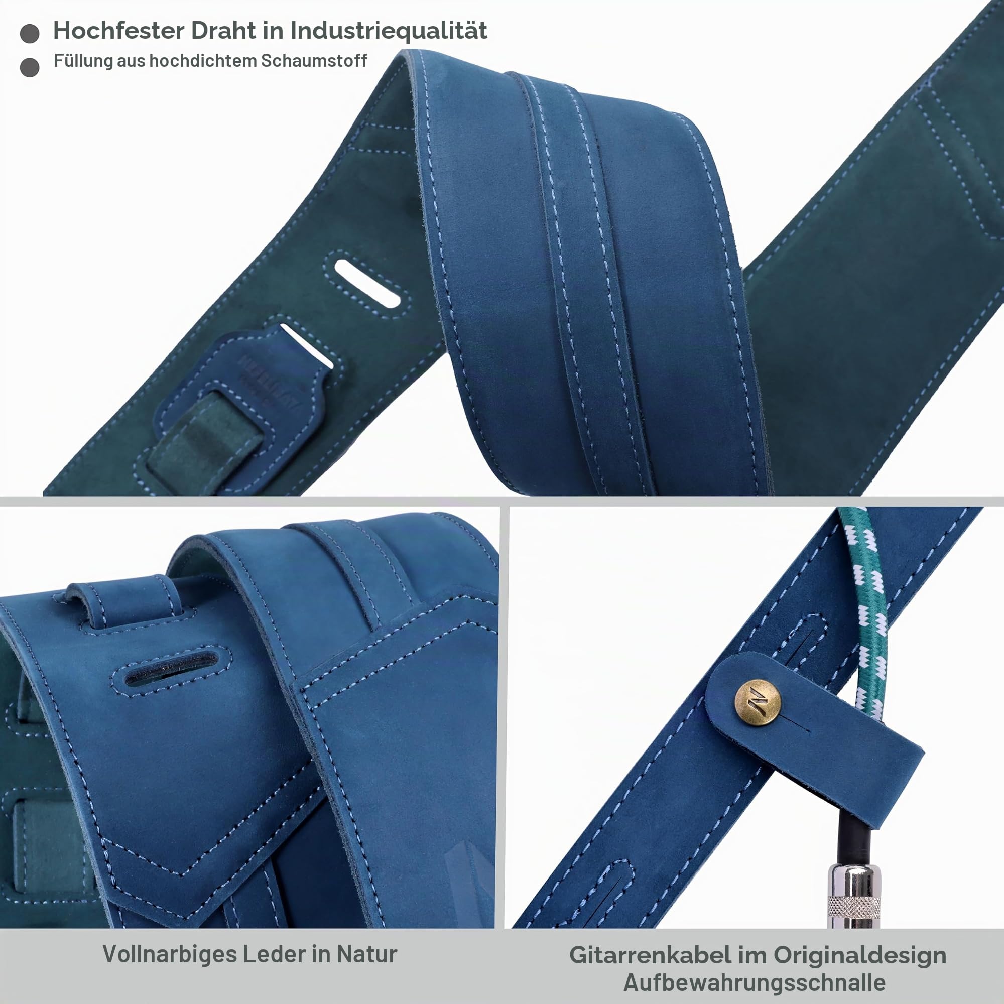 Nefelibata 3'' Wide Full-Grain Leather Guitar Straps'