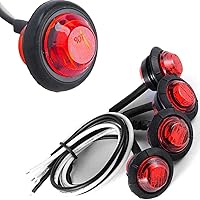 Vista 3 de 10Pcs 3/4 Inch Red LED Marker lights,Led Trailer Marker Light,LED Clearance Bullet Marker Light,Turn Signal Identification Indicator Light for