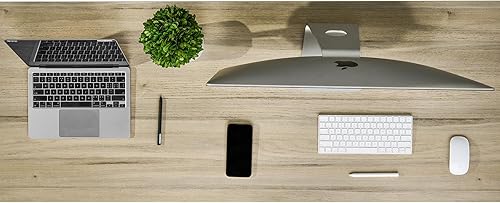 Miniatura 4 de Kaboon Mesa universal de 55 x 20 pulgadas, mesa sólida de melamina de una pieza, escritorio doble en L, para bricolaje, hogar y oficina, roble