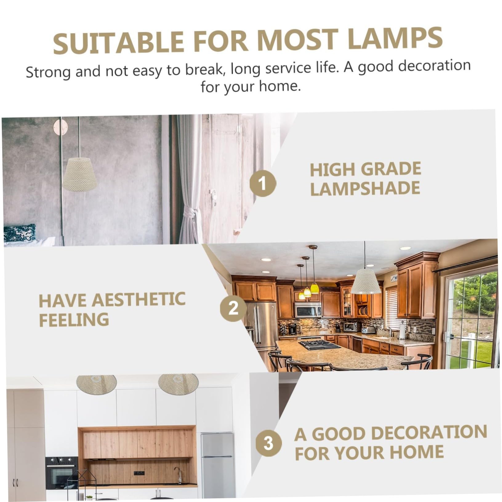 Lampada da Scrivania con Paralume Beige in Rattan Imitazione Paralume per Arredamento Casa Facile da Installare e Resistente Accessorio per Interni Regalo per Amici e Famiglia