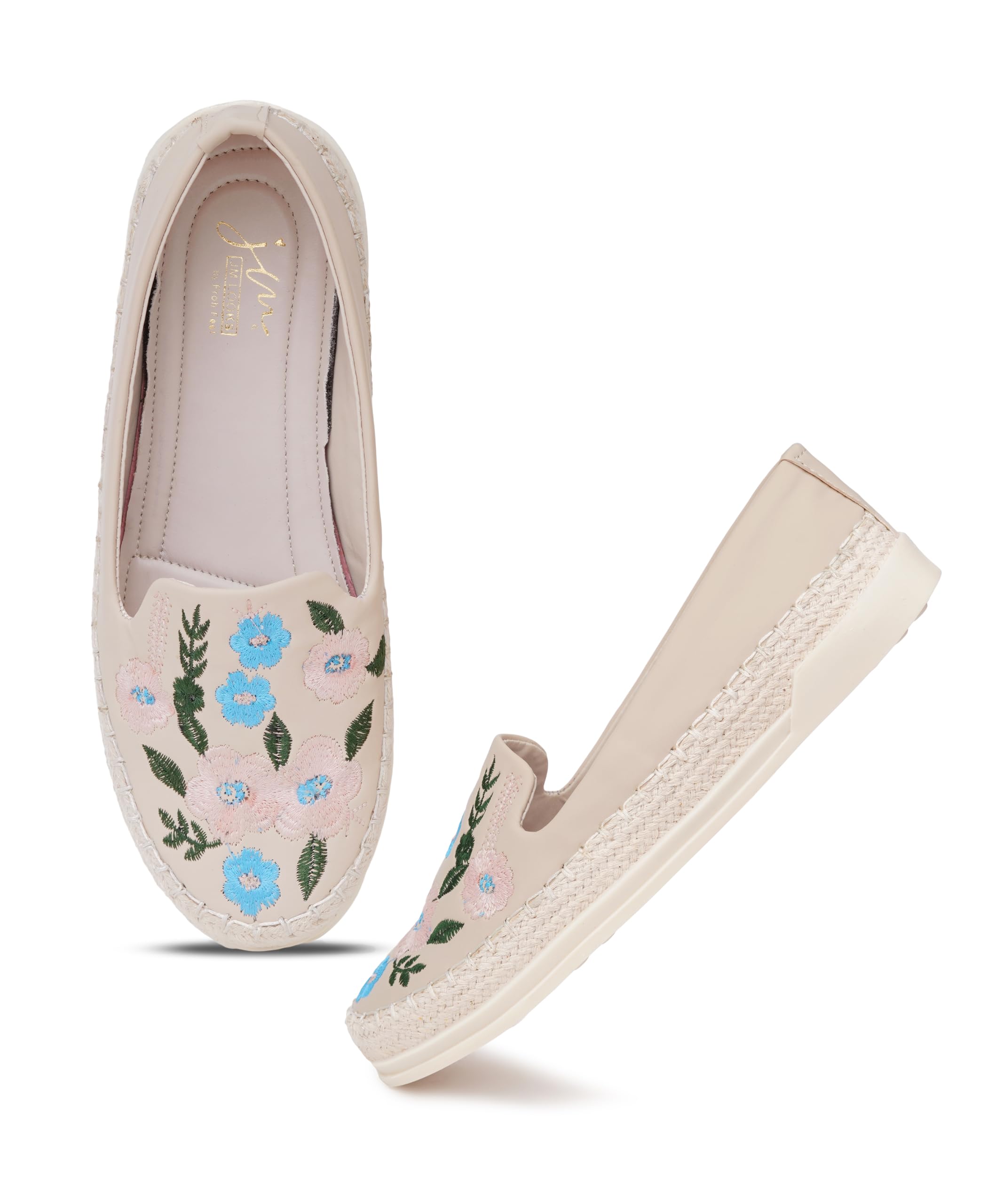 Women Floral Embroidered Canvas Slip On Espadrilles-image-43
