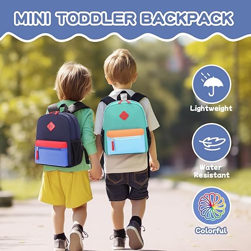 Miniatura 7 de BEEXS Mochila para niños pequeños, mochila preescolar para niños y niñas, mochila pequeña para jardín de infantes para 1-3 años, azul, azul marino