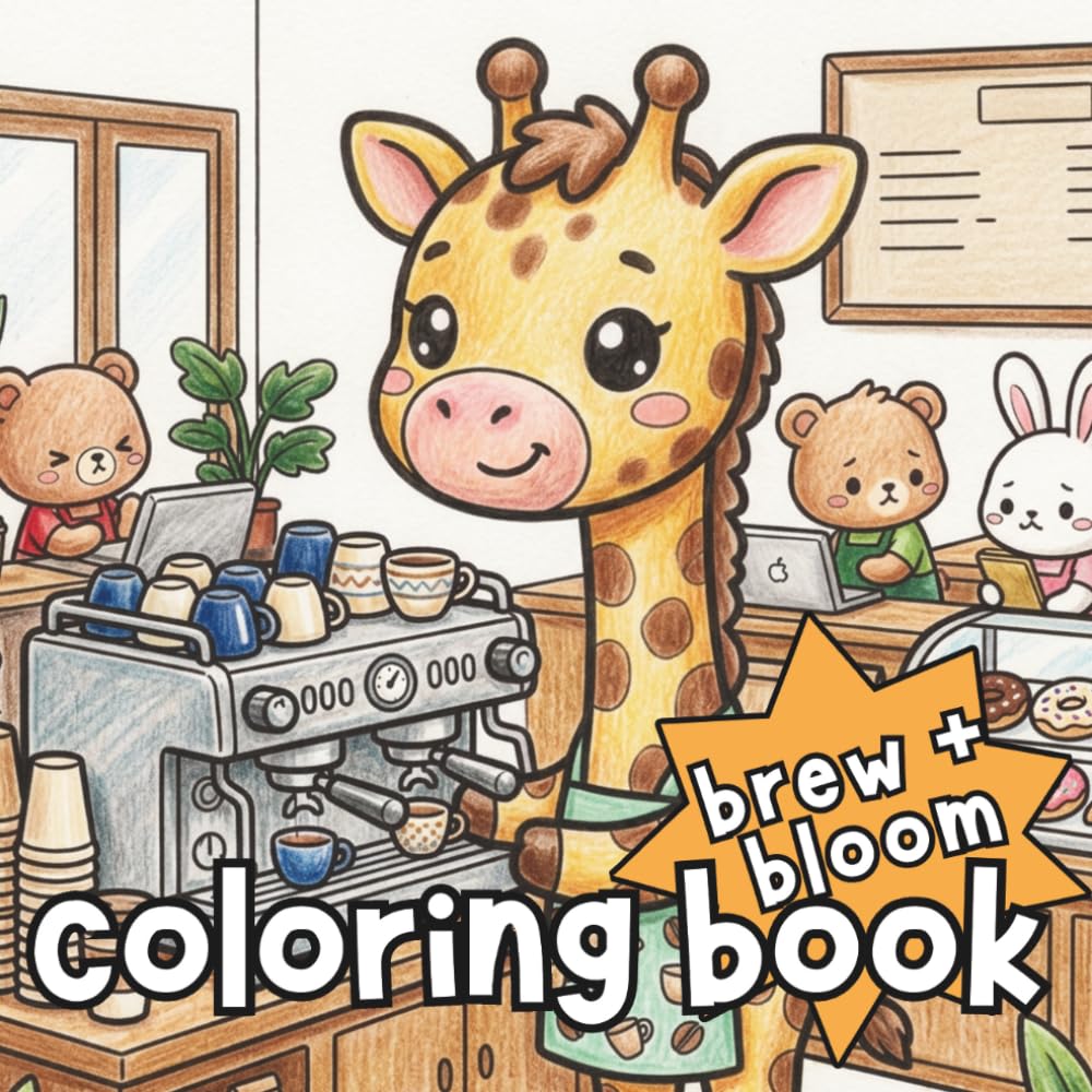 Brew & Bloom: A Cute Animal Café Coloring Book for All Ages