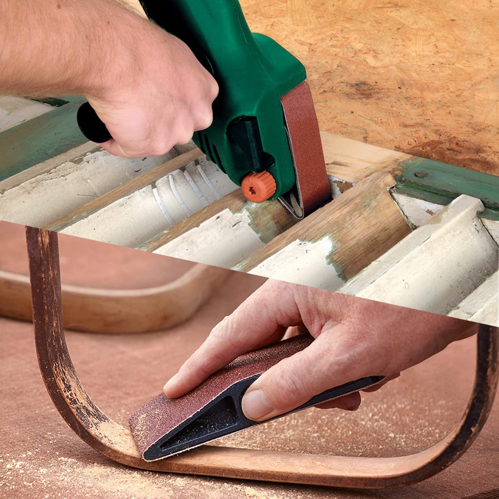 Bandas de Lija 40 x 303mm- 2 X 60/80/120/240/400 Granos Lijado Correas para Pulir y Desoxidar, Mejor para Madera y Pintura (10 UNIDADES)