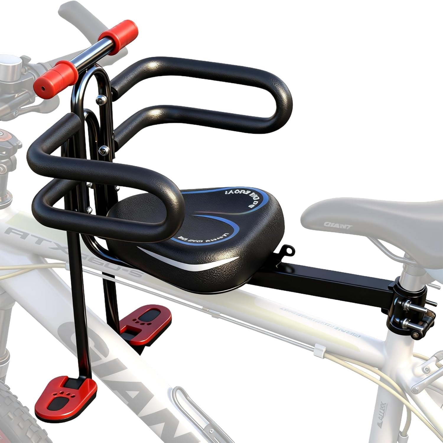 Seggiolino da Bambino Anteriore per Monopattino e Bicicletta Elettrica con Sella e Poggiapiedi, Compatibile Bicicletta Ibrida, Cruiser e Bici da Città, per Bambini dai 2 ai 6 anni