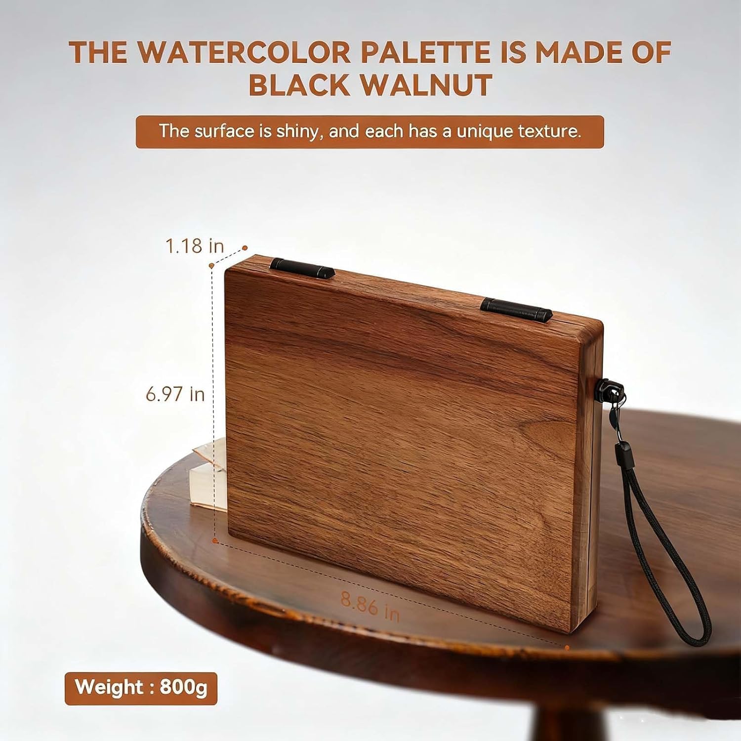 Genérico Paleta de Acuarela portátil de Madera con Recipiente para Limpiar Pinceles, Clips metálicos y Correa de Transporte: Ideal para Pintar al Aire Libre y para Artistas Que viajan.