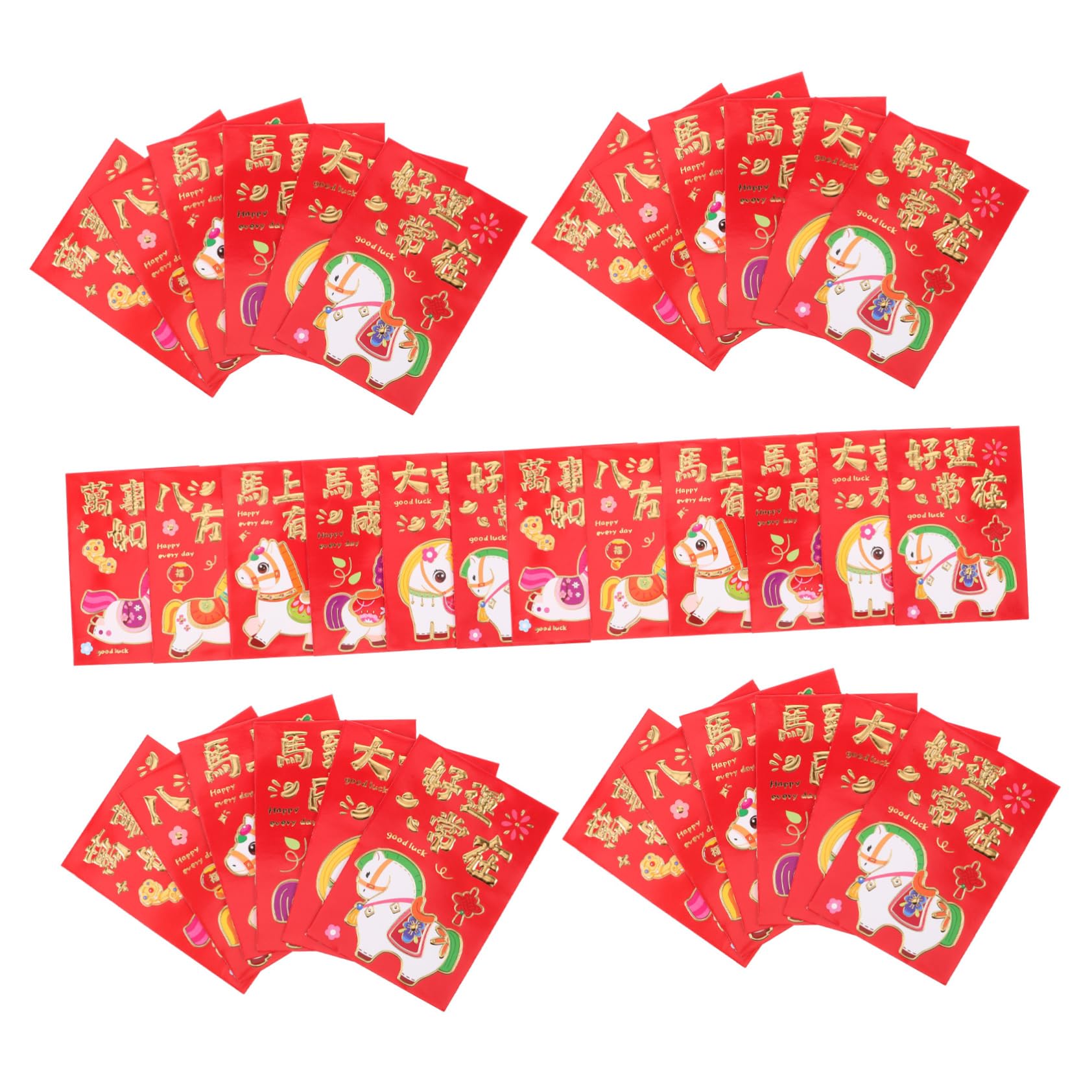 300piezas Sobres Rojos Creativos Año Del Caballo Sobres Decoración Festival De Hong Bao Suerte y Dinero